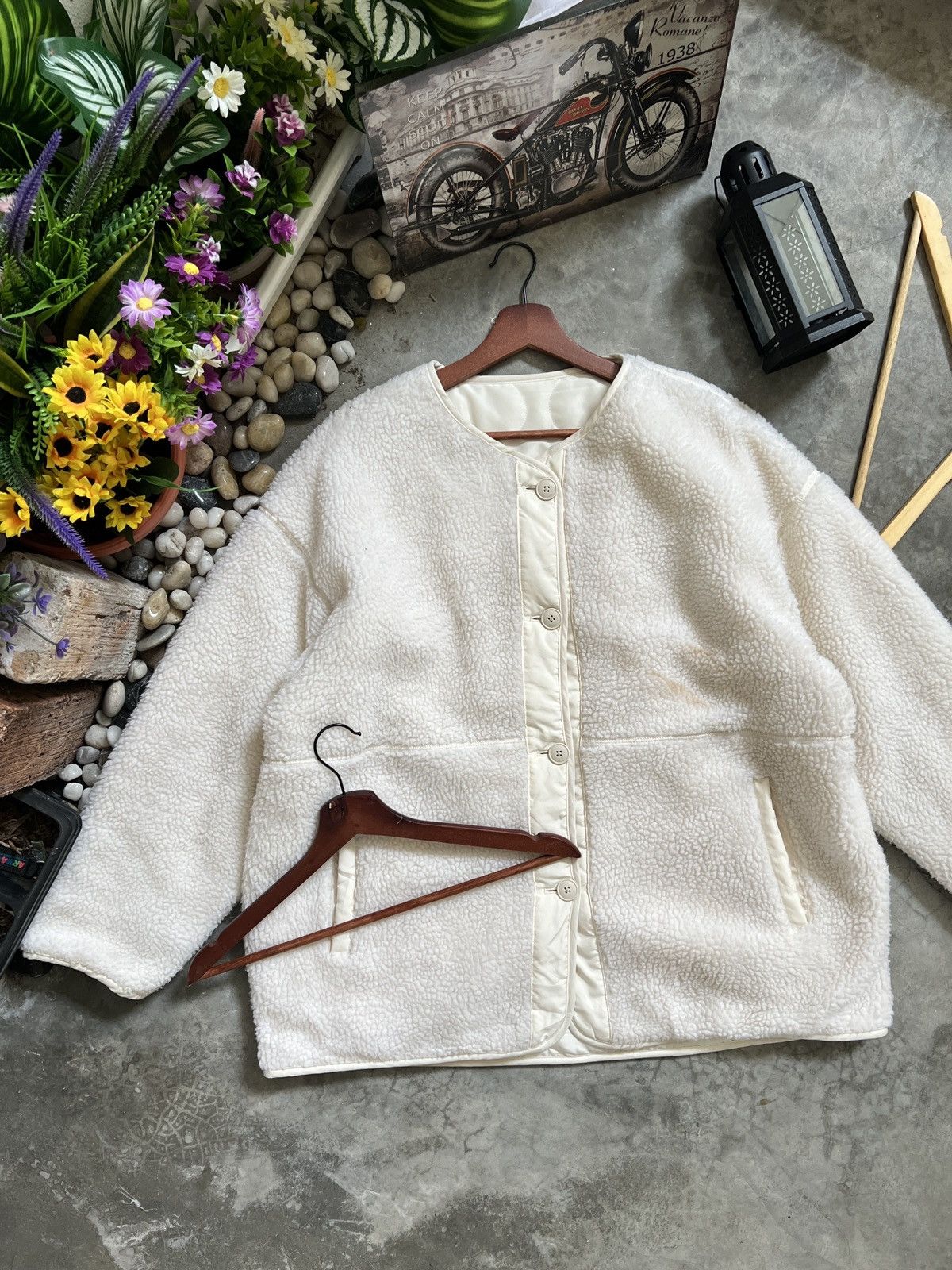 Japanese Brand × Vintage Vintage 🖤 Gu Deep Pile Sherpa Riversible Cardigan Jacket Size US XL / EU 56 / 4 - 20 Thumbnail