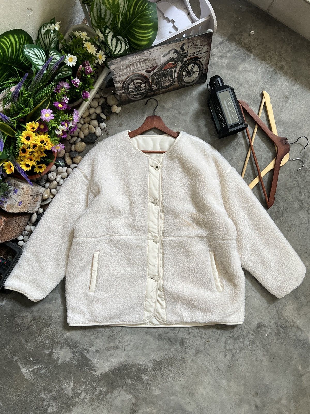 Japanese Brand × Vintage Vintage 🖤 Gu Deep Pile Sherpa Riversible Cardigan Jacket Size US XL / EU 56 / 4 - 1 Thumbnail