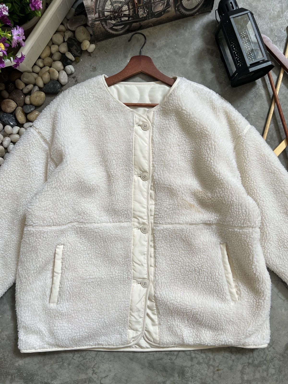 Japanese Brand × Vintage Vintage 🖤 Gu Deep Pile Sherpa Riversible Cardigan Jacket Size US XL / EU 56 / 4 - 2 Thumbnail