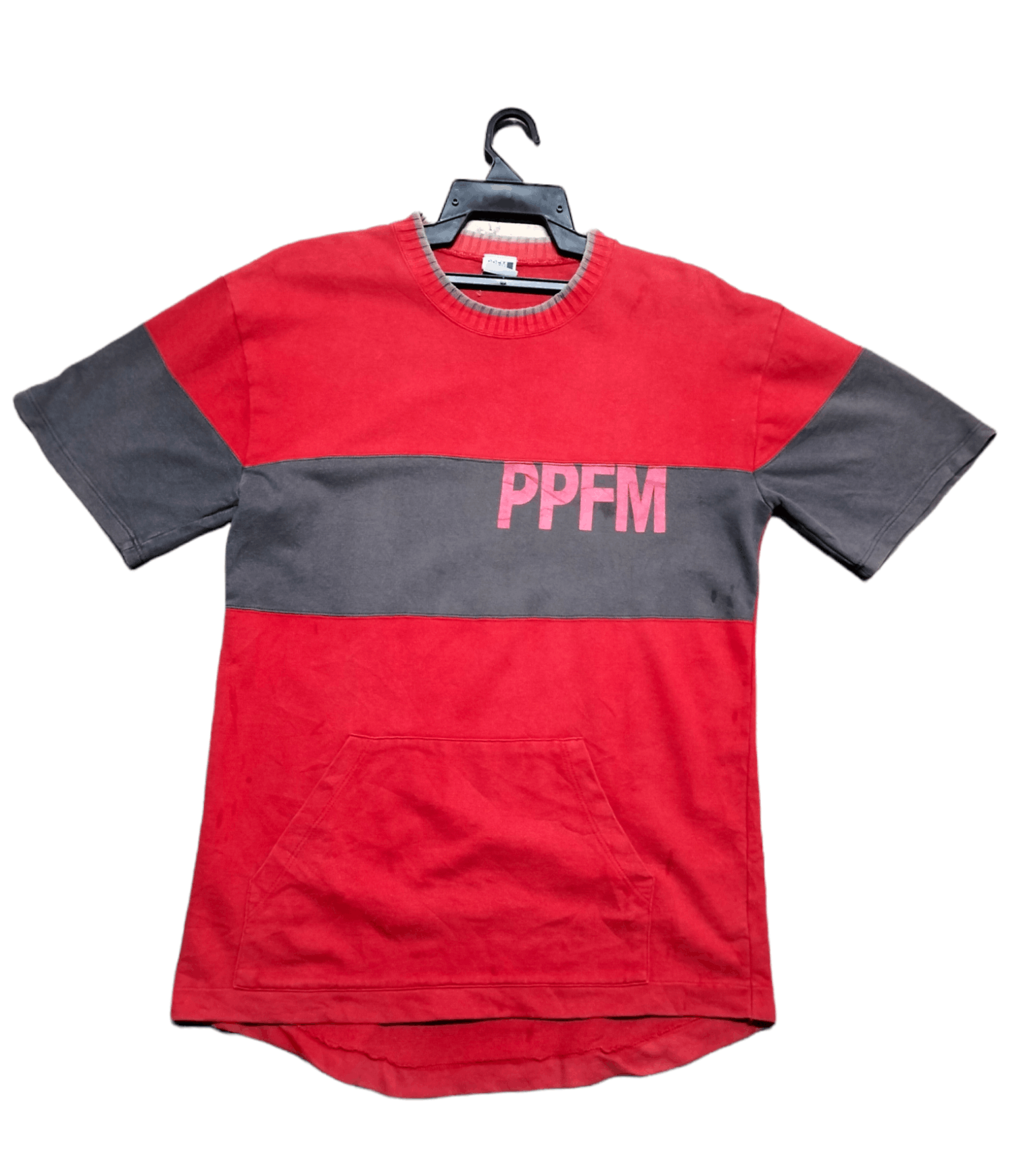 image of Ppfm T-Shirt Short Sleeve Stripe Big Logo in Red/Grey, Men's (Size Medium)