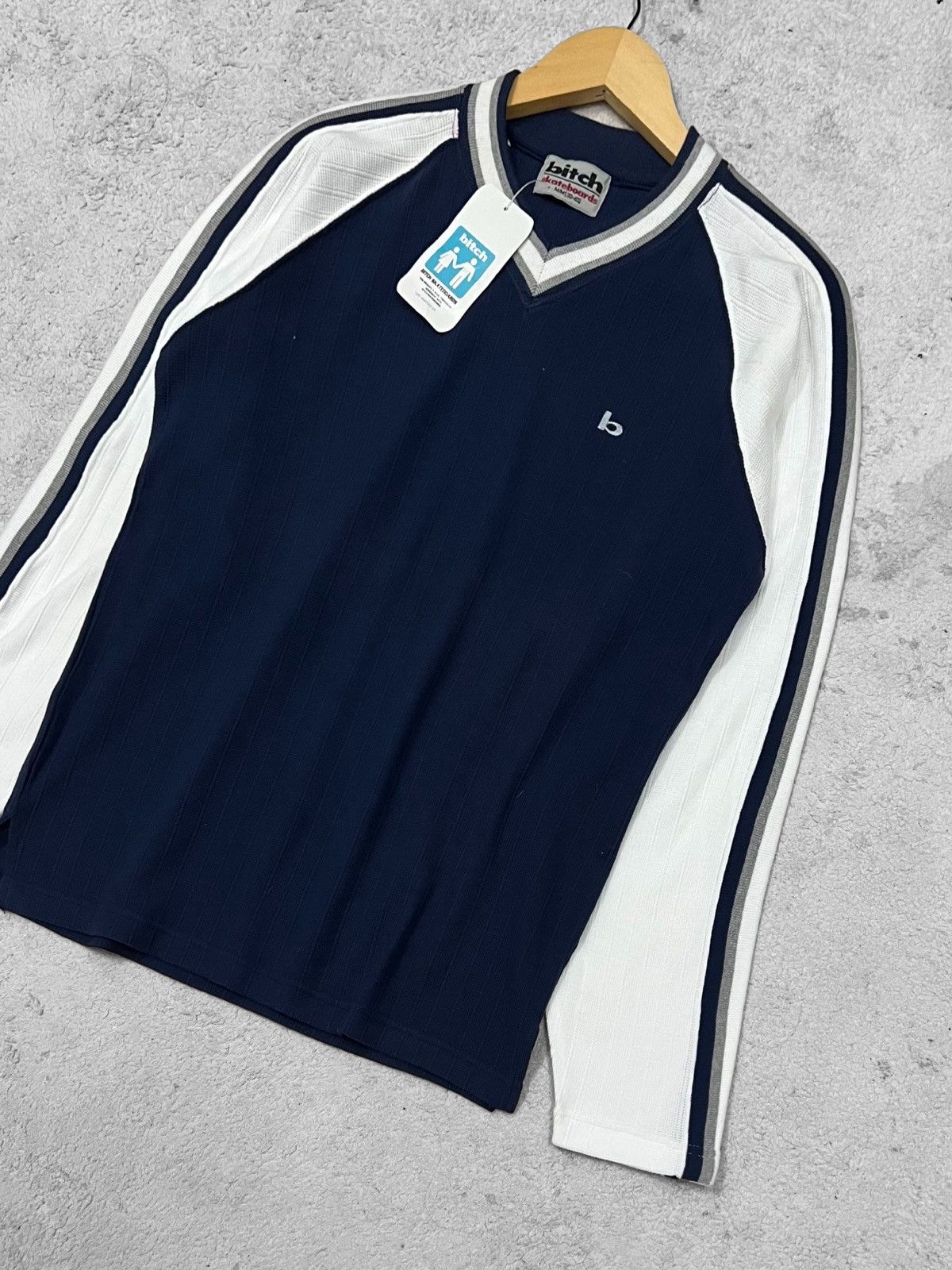 Designer × Vintage 90s BITCH SKATEBOARD BRAND NAVY SIDE STRIPE TAG (DEADSTOCK) Size US M / EU 48-50 / 2 - 7 Thumbnail