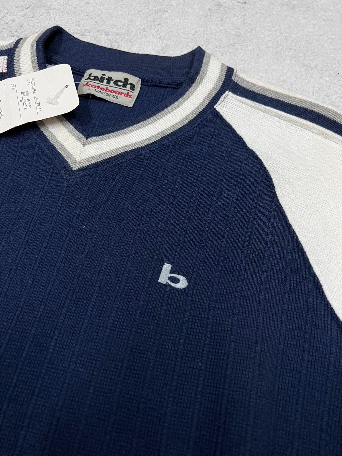 Designer × Vintage 90s BITCH SKATEBOARD BRAND NAVY SIDE STRIPE TAG (DEADSTOCK) Size US M / EU 48-50 / 2 - 4 Thumbnail