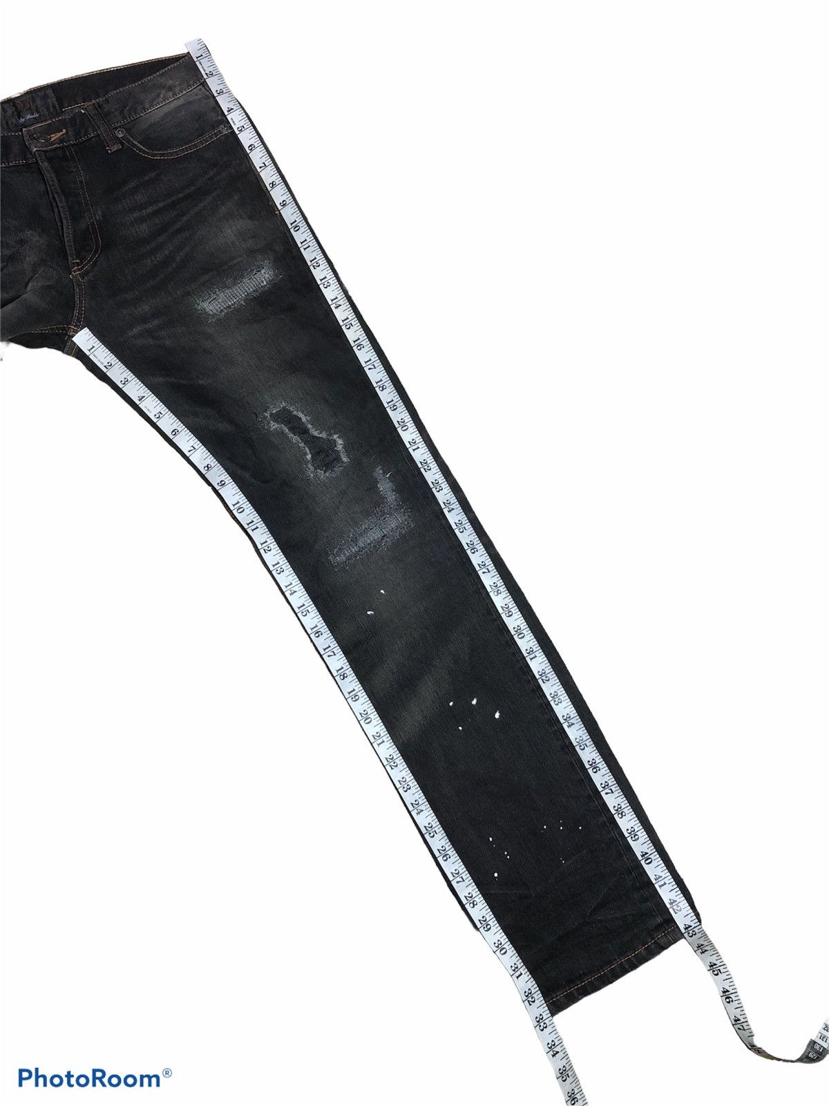 Japanese Brand DIABLO WASHED BLACK BORO DENIM Size US 34 / EU 50 - 10 Thumbnail