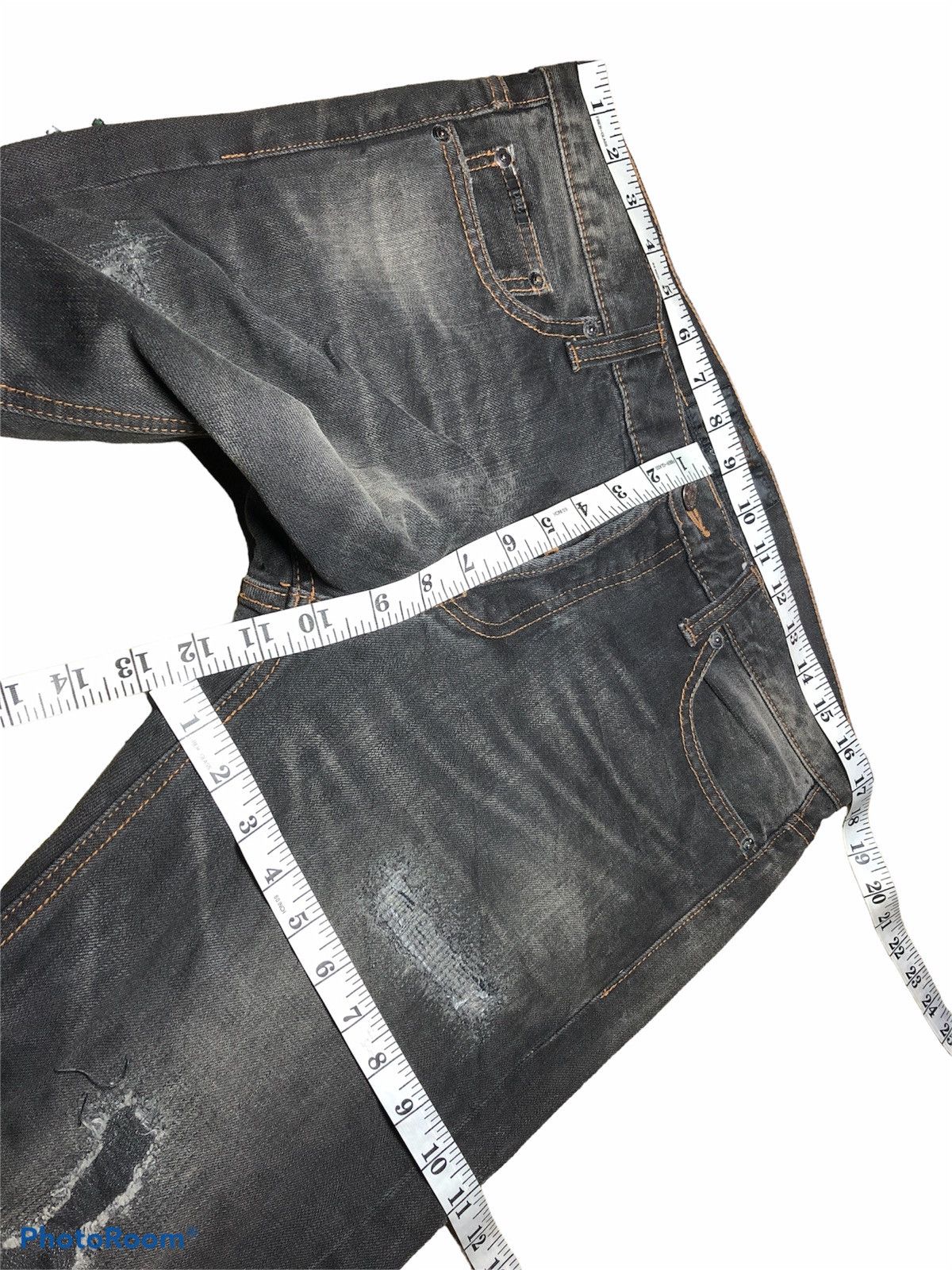 Japanese Brand DIABLO WASHED BLACK BORO DENIM Size US 34 / EU 50 - 8 Thumbnail
