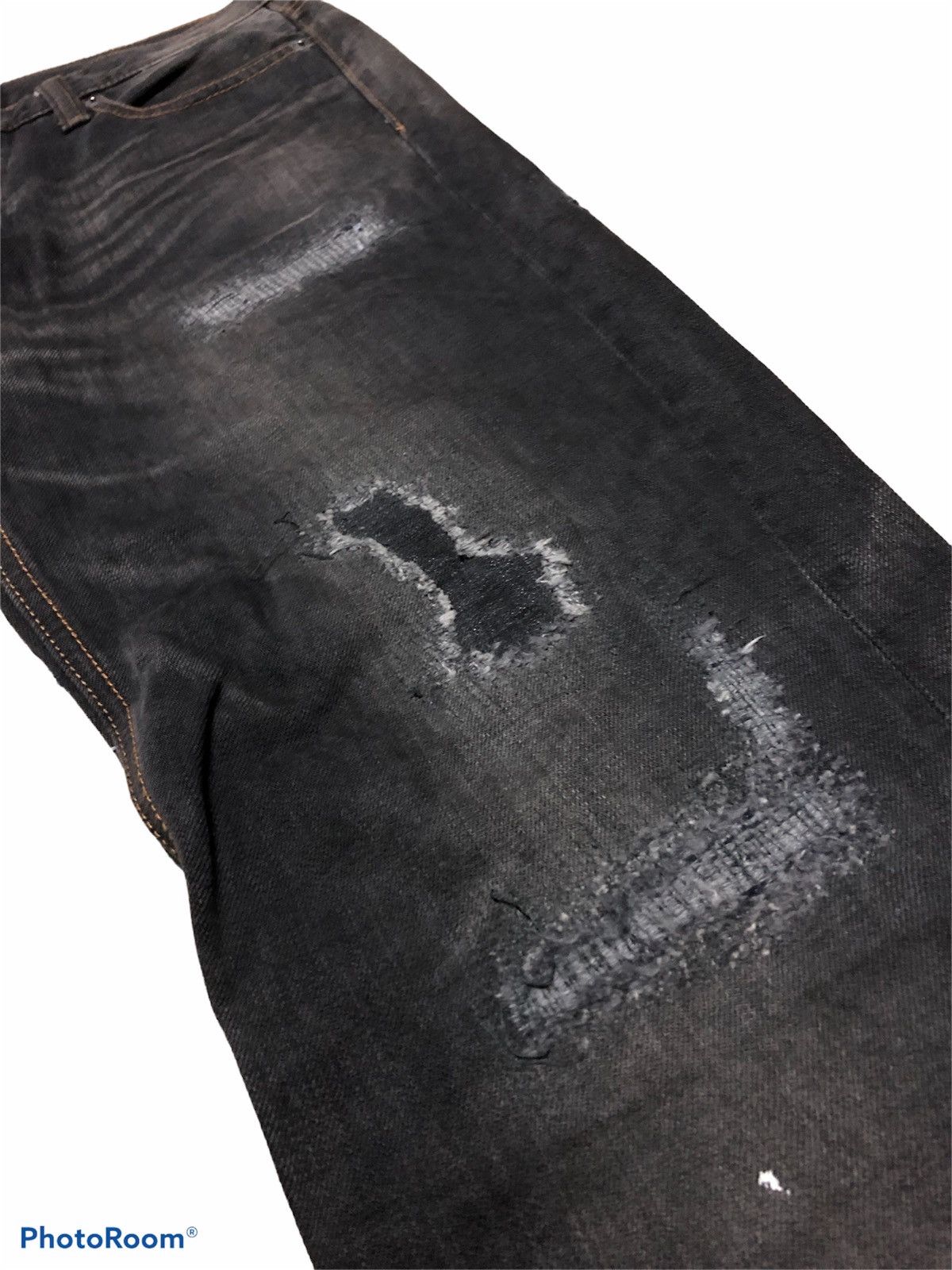 Japanese Brand DIABLO WASHED BLACK BORO DENIM Size US 34 / EU 50 - 6 Thumbnail