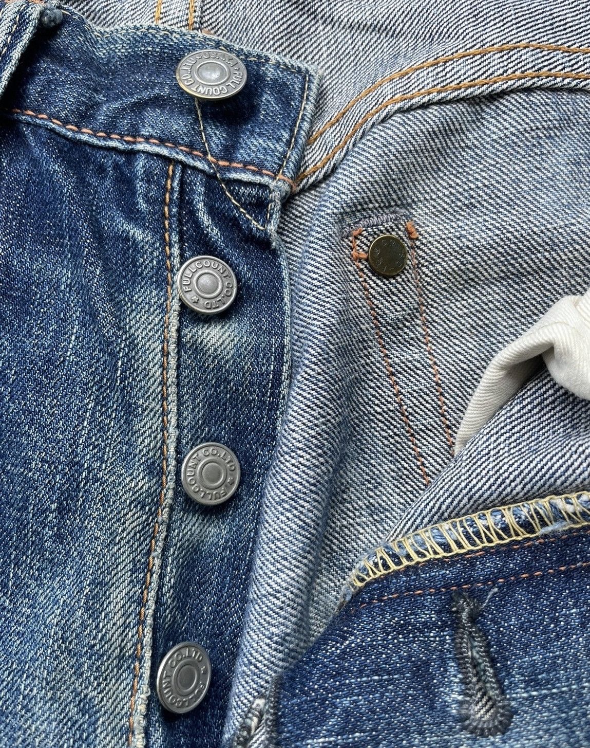 Full Count & Co. Vintage Full COUNT Japan Selvedge Distressed & Rework Denim Size US 29 - 22 Thumbnail