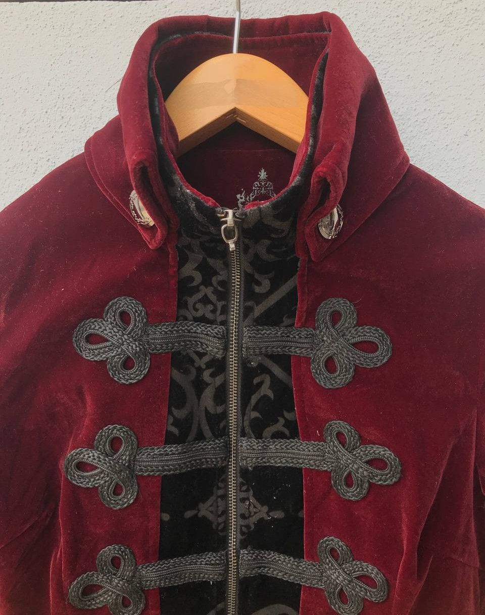 Japanese Brand Rare Punk Rave Gothic Steampunk Velvet Fabric Long Coat Size US M / EU 48-50 / 2 - 2 Thumbnail