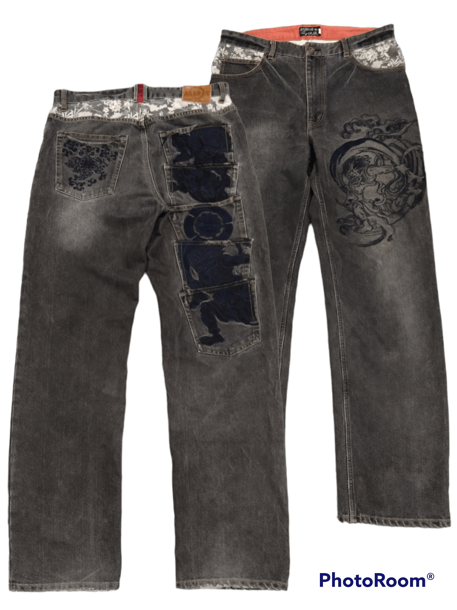 Japanese Brand RARE KARAKURI TAMASHI MULTIPOCKET EMBROIDED FUJIIN RAIIJIN Size US 34 / EU 50 - 1 Thumbnail