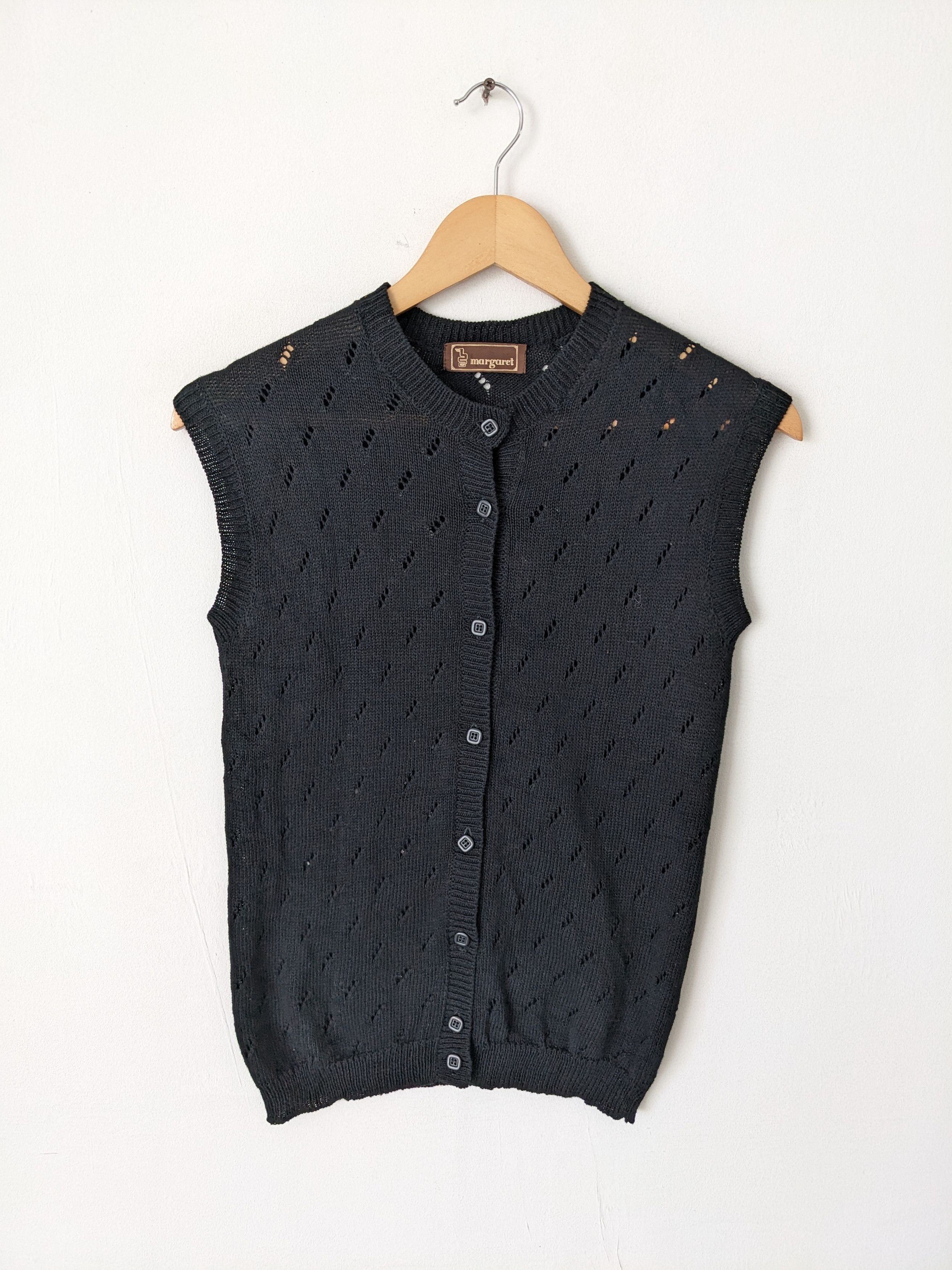 Aran Isles Knitwear × Japanese Brand Vintage Margaret Crop Top Sleeveless Fishnet Style Size XXS / US 00 / IT 34 - 1 Thumbnail