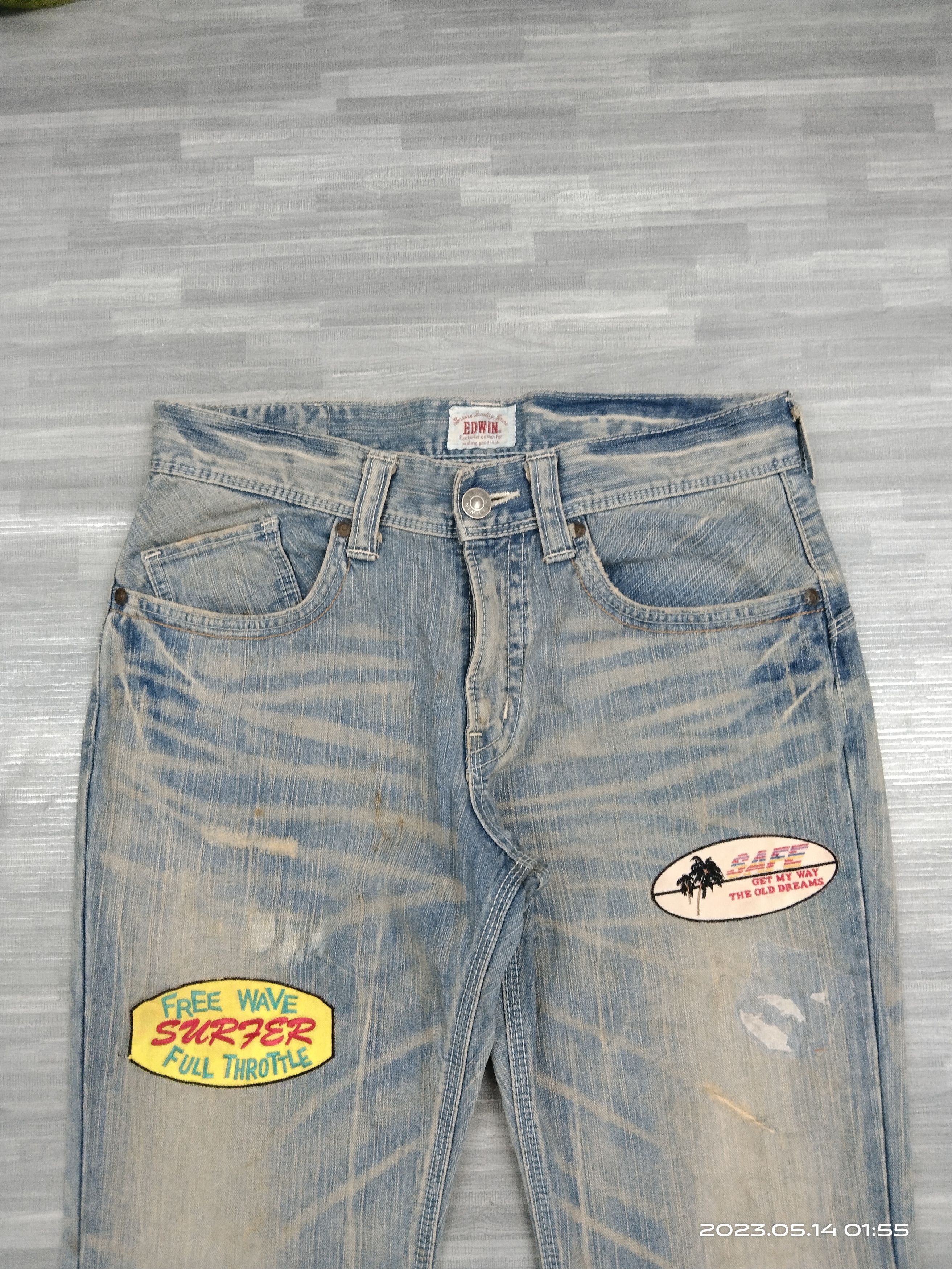 Vintage FLARE SICK PACTH EDWIN DENIM PANTS Size US 32 / EU 48 - 4 Thumbnail