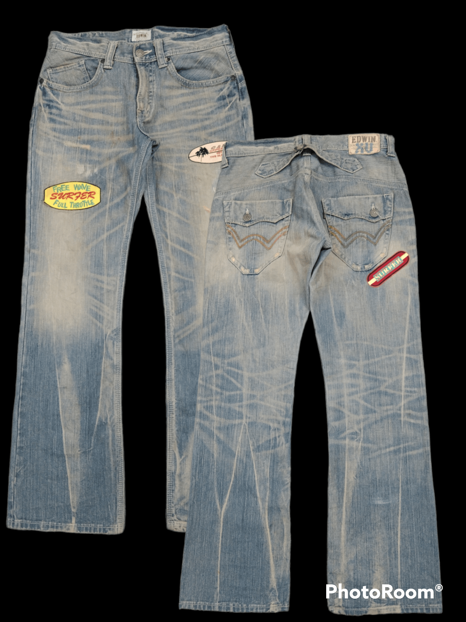 Vintage FLARE SICK PACTH EDWIN DENIM PANTS Size US 32 / EU 48 - 1 Thumbnail