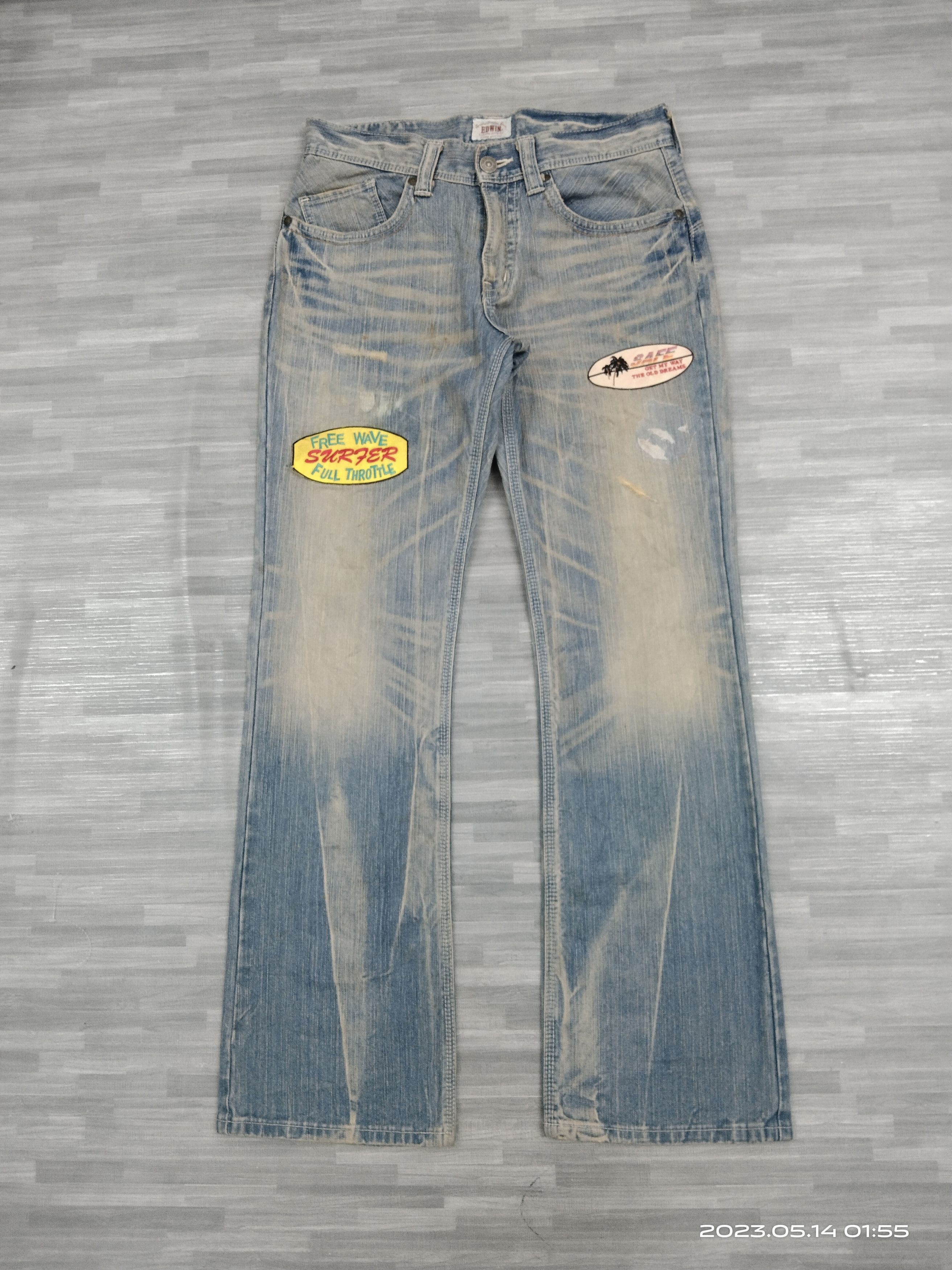 Vintage FLARE SICK PACTH EDWIN DENIM PANTS Size US 32 / EU 48 - 2 Thumbnail