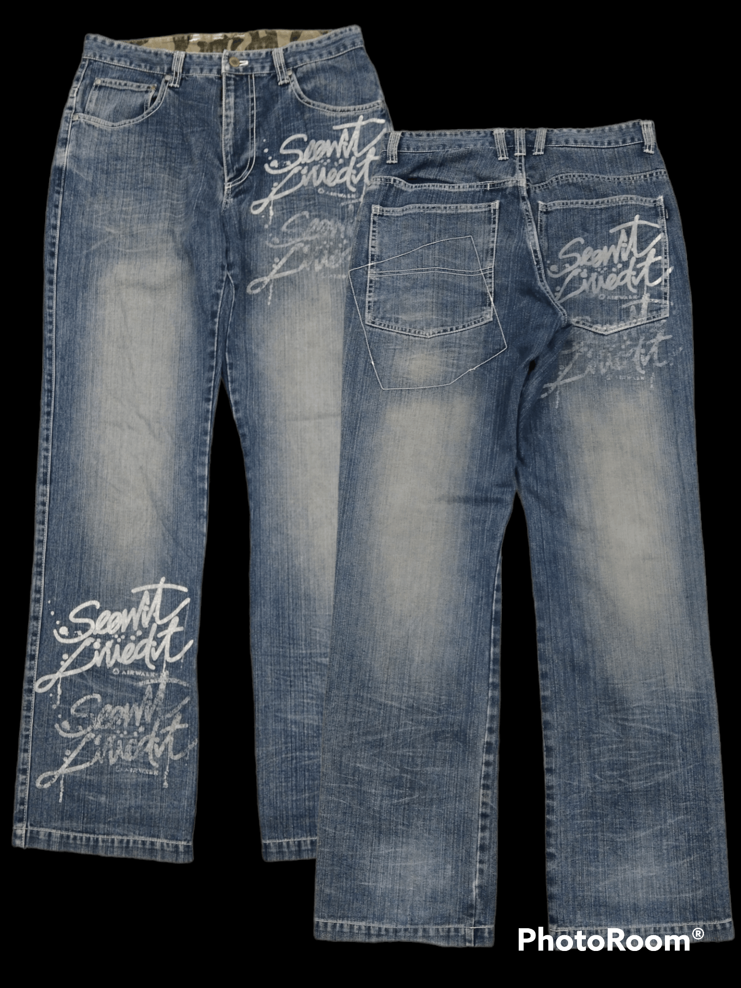 Japanese Brand DiSTRESSED iLLUSTRATION DENIM PANTS Size US 31 - 1 Thumbnail