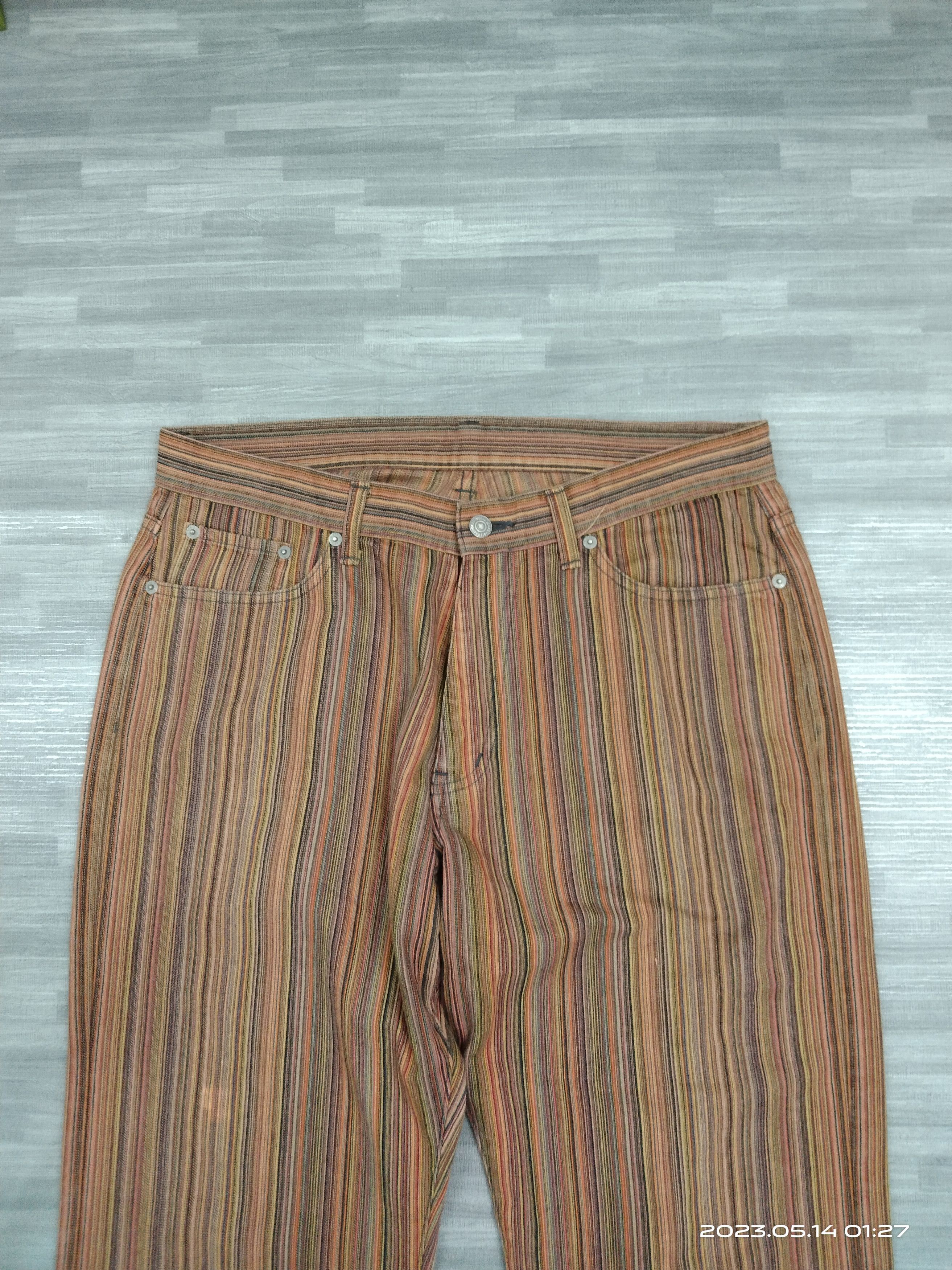 Designer DISTRESSED HIPPIES MULTICOLOUR STRIPE MADE IN JAPAN PANTS Size US 33 - 4 Thumbnail