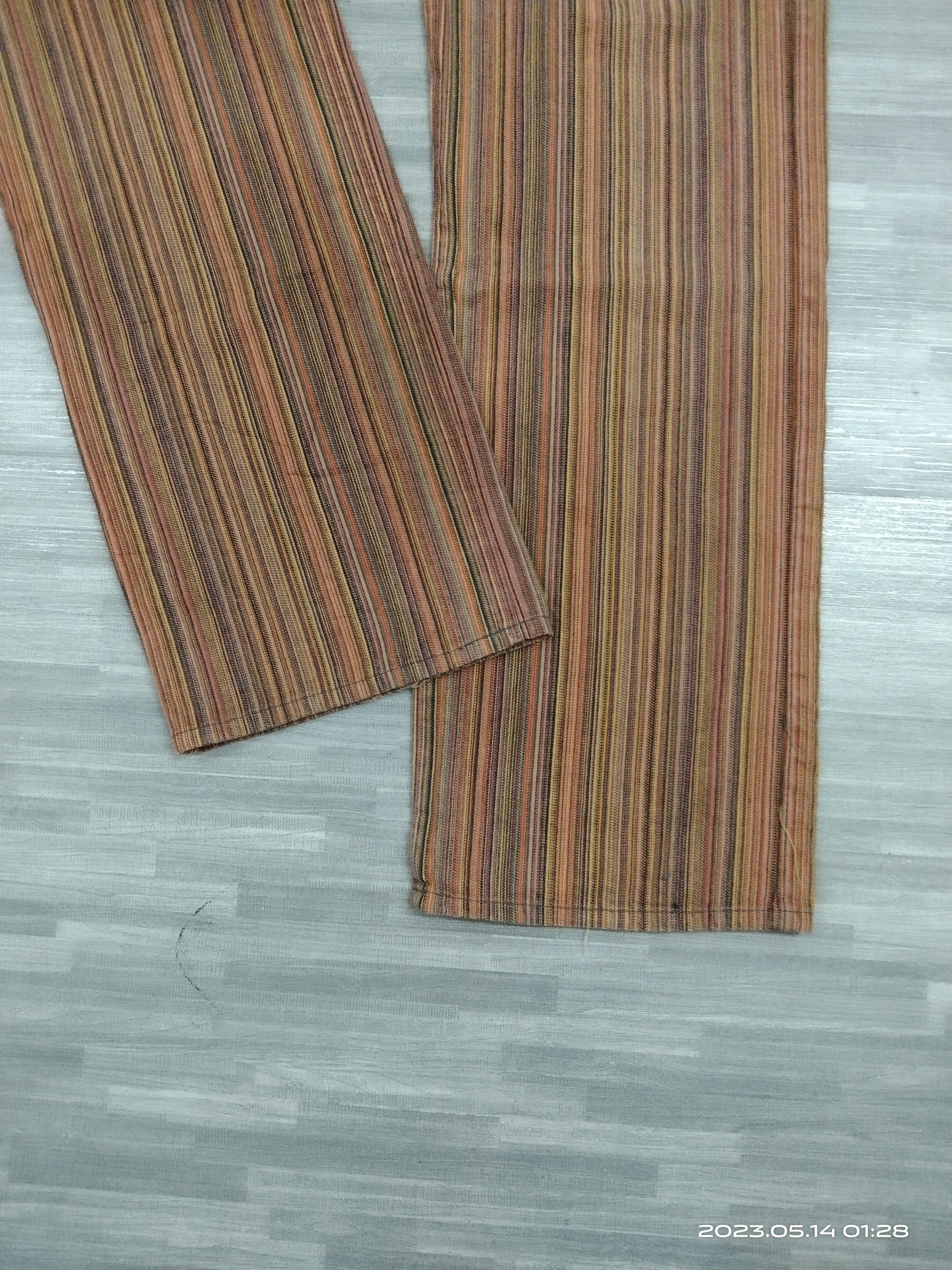 Designer DISTRESSED HIPPIES MULTICOLOUR STRIPE MADE IN JAPAN PANTS Size US 33 - 7 Thumbnail