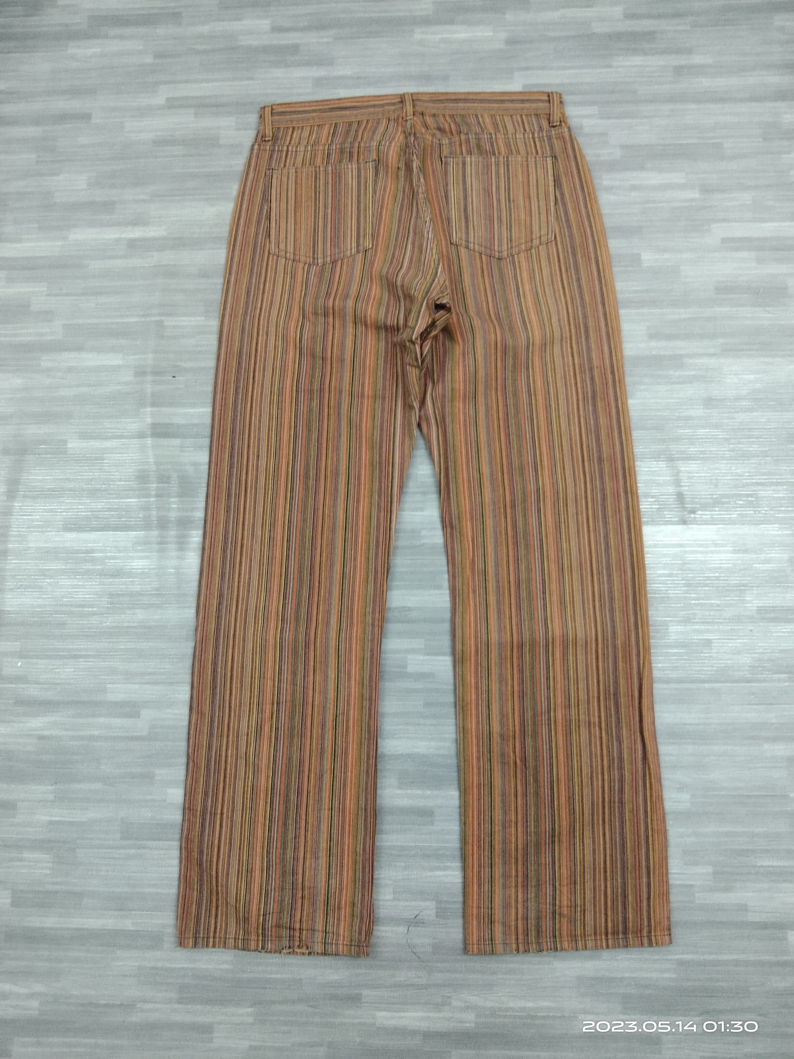 Designer DISTRESSED HIPPIES MULTICOLOUR STRIPE MADE IN JAPAN PANTS Size US 33 - 3 Thumbnail