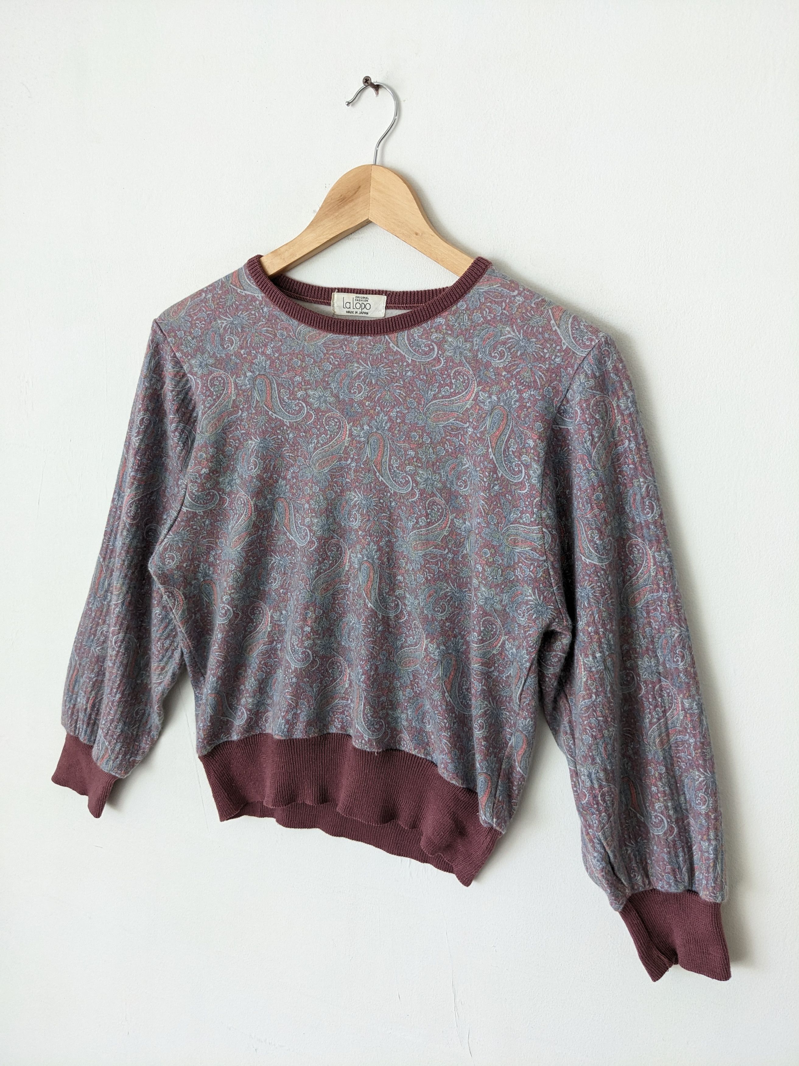 Japanese Brand × Vintage Vintage Wool Crop Sweatshirt Paisley Motif by La Lopo Japan Size M / US 6-8 / IT 42-44 - 2 Thumbnail