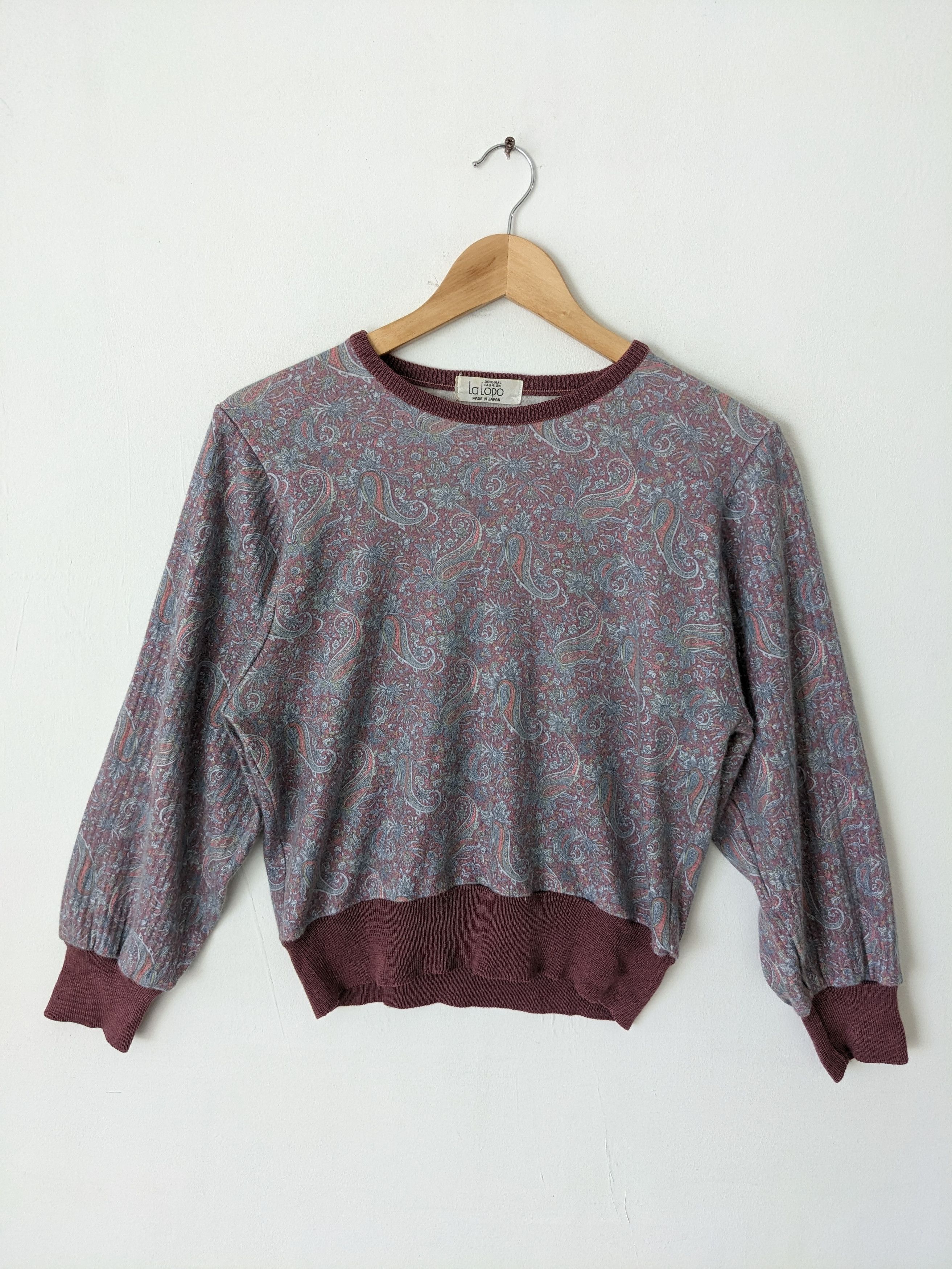 Japanese Brand × Vintage Vintage Wool Crop Sweatshirt Paisley Motif by La Lopo Japan Size M / US 6-8 / IT 42-44 - 1 Thumbnail