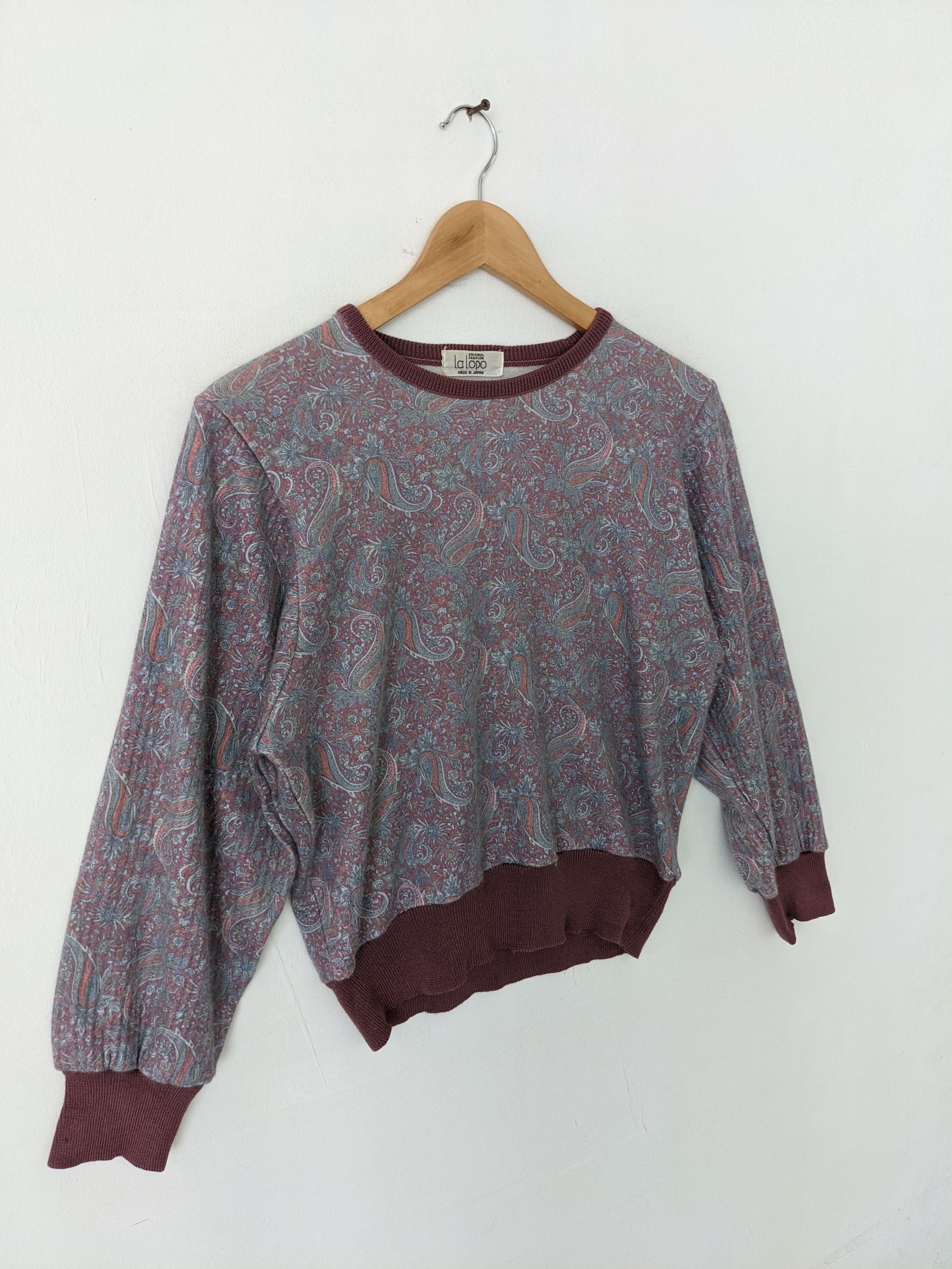 Japanese Brand × Vintage Vintage Wool Crop Sweatshirt Paisley Motif by La Lopo Japan Size M / US 6-8 / IT 42-44 - 3 Thumbnail