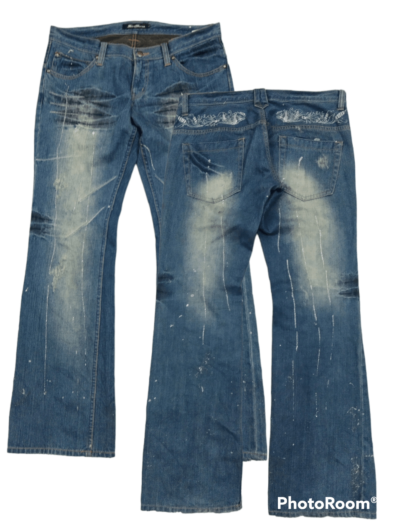 Japanese Brand FLARE SICK SPLATTED ROOT THREE DEJIM PANTS Size US 33 - 1 Thumbnail