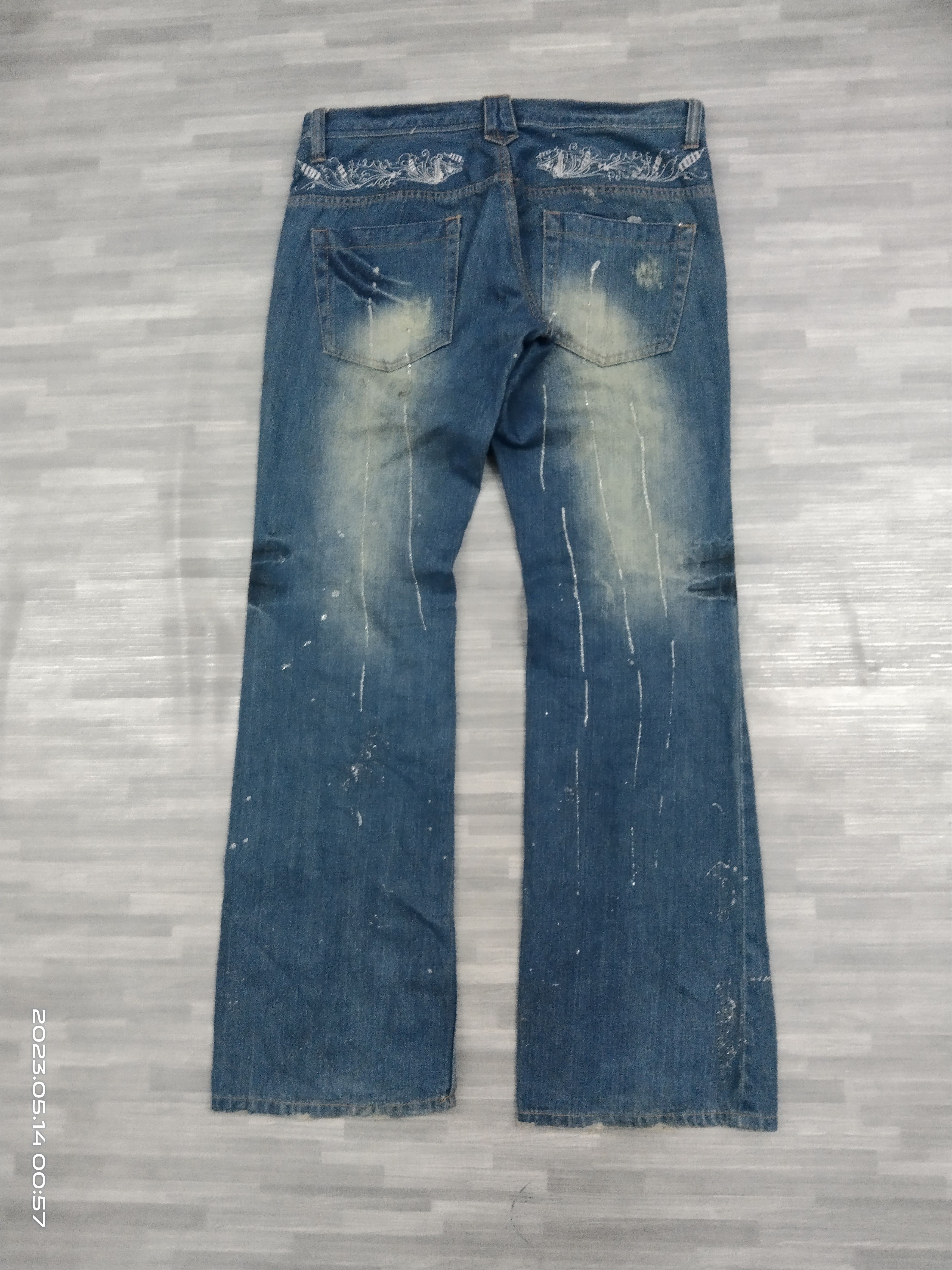 Japanese Brand FLARE SICK SPLATTED ROOT THREE DEJIM PANTS Size US 33 - 3 Thumbnail