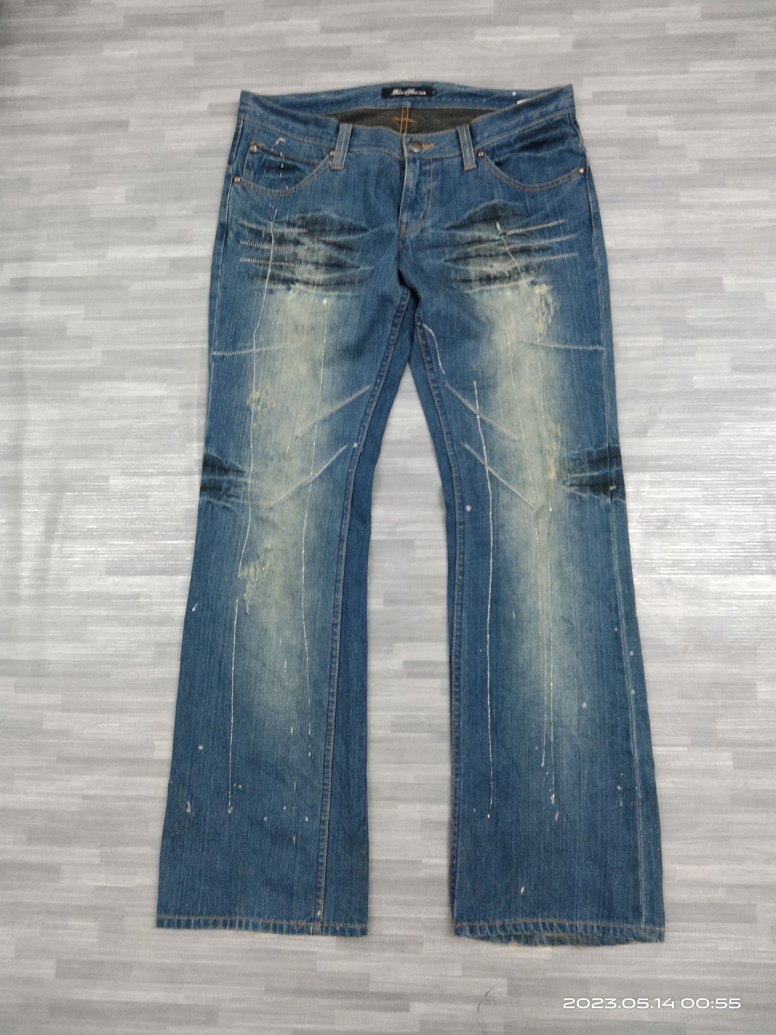 Japanese Brand FLARE SICK SPLATTED ROOT THREE DEJIM PANTS Size US 33 - 2 Thumbnail