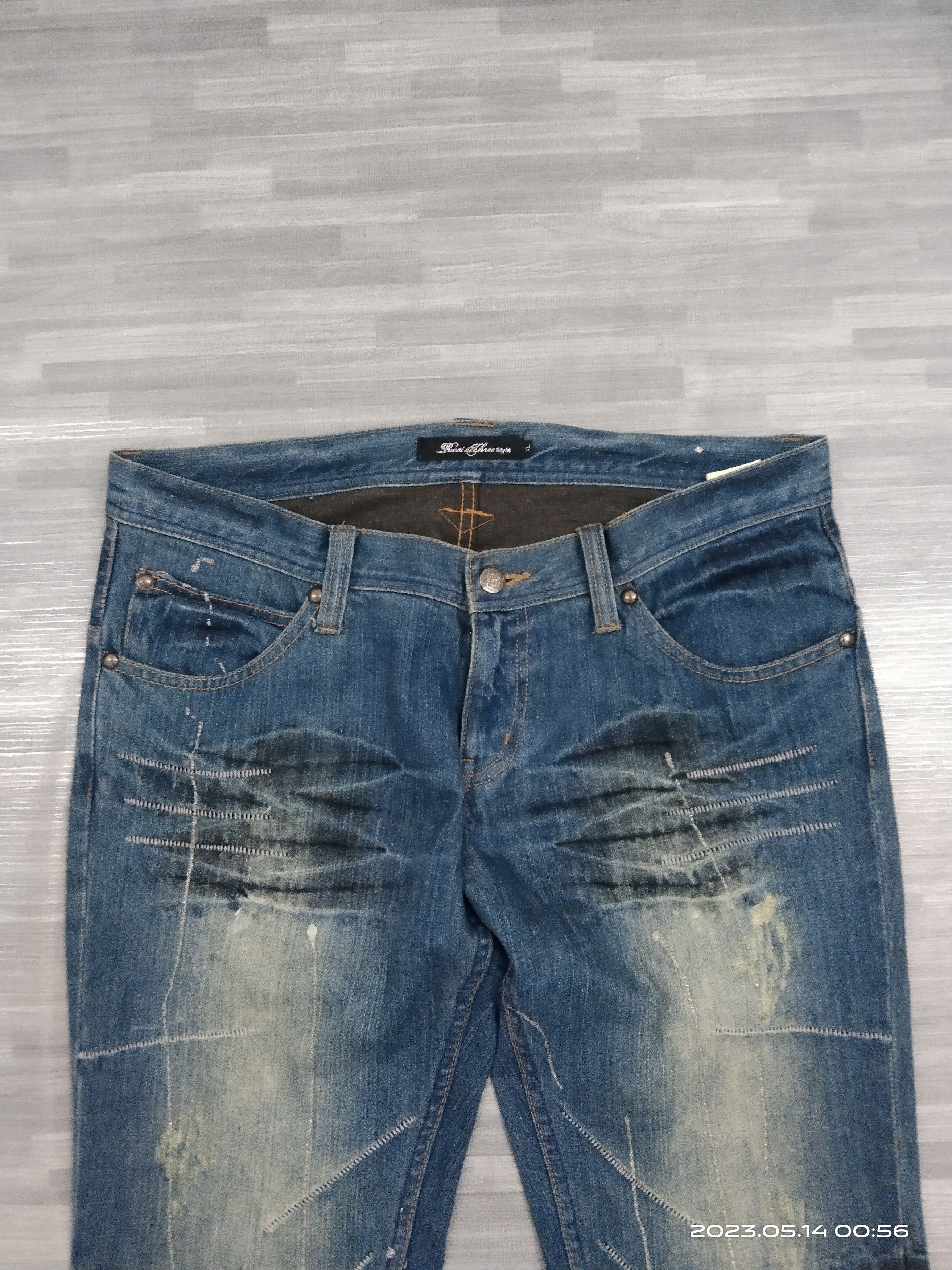 Japanese Brand FLARE SICK SPLATTED ROOT THREE DEJIM PANTS Size US 33 - 4 Thumbnail