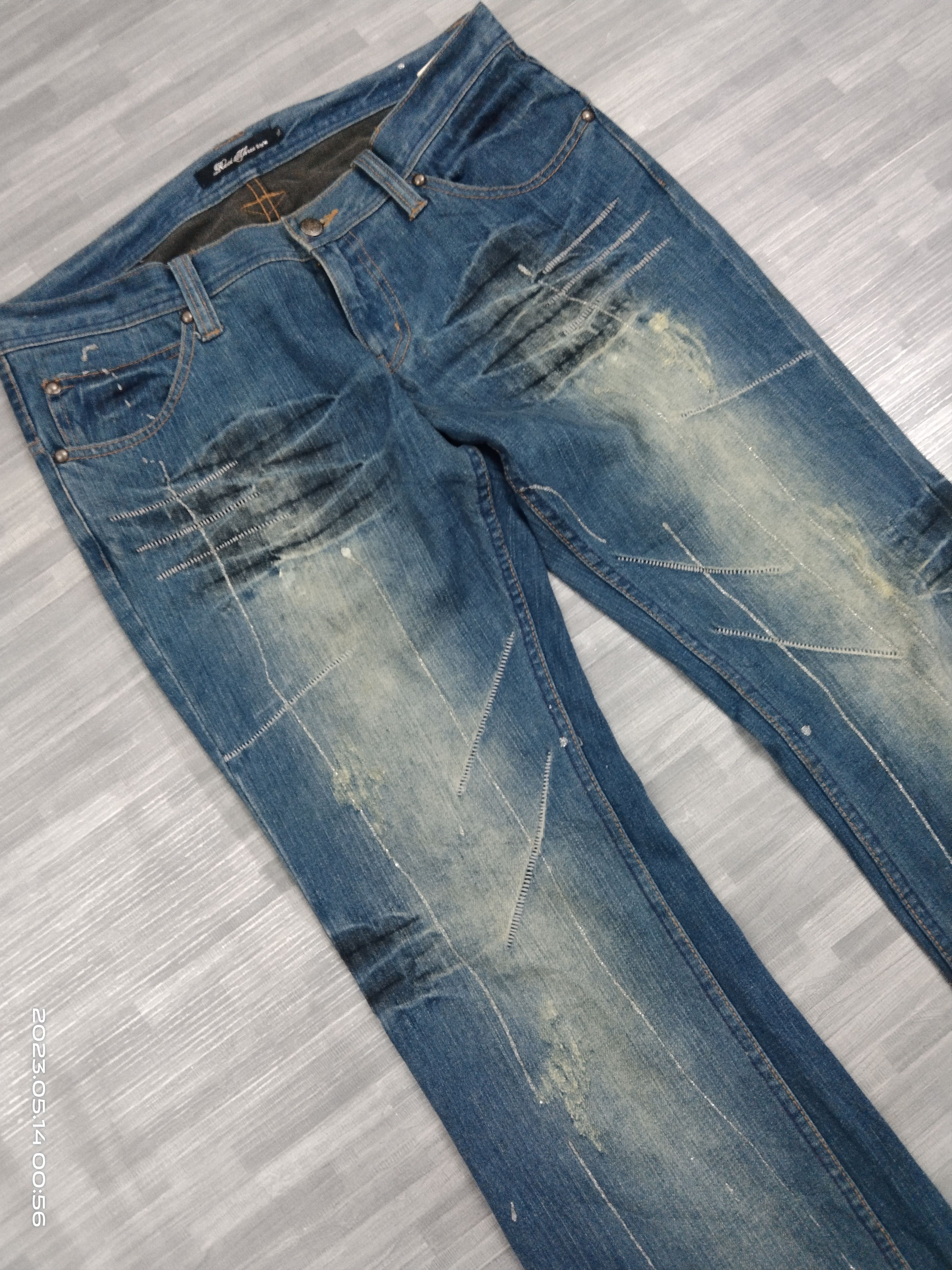 Japanese Brand FLARE SICK SPLATTED ROOT THREE DEJIM PANTS Size US 33 - 6 Thumbnail