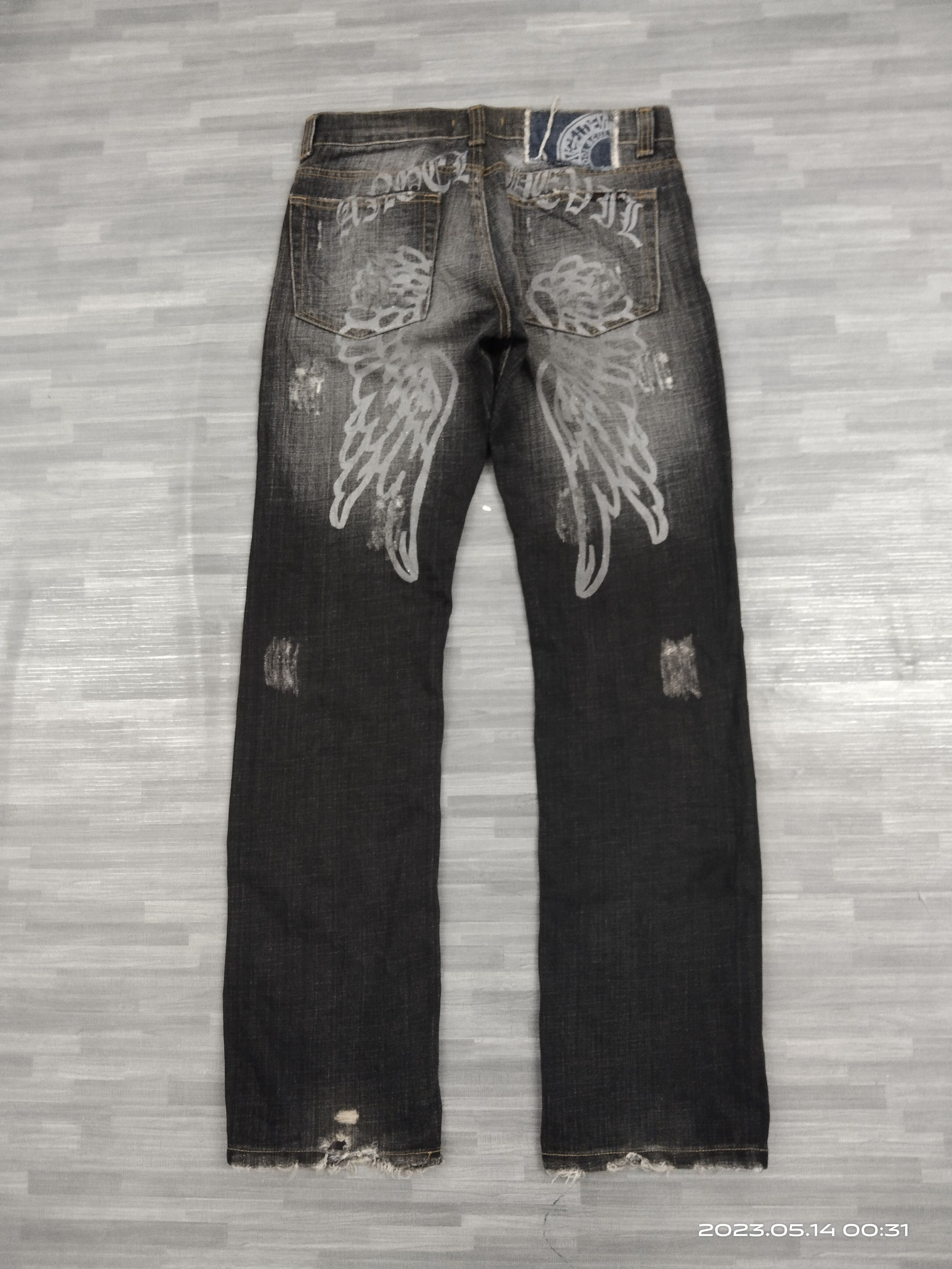 Japanese Brand SICK RIPED A.DEVIL WING DENIM PANTS Size US 30 / EU 46 - 3 Thumbnail