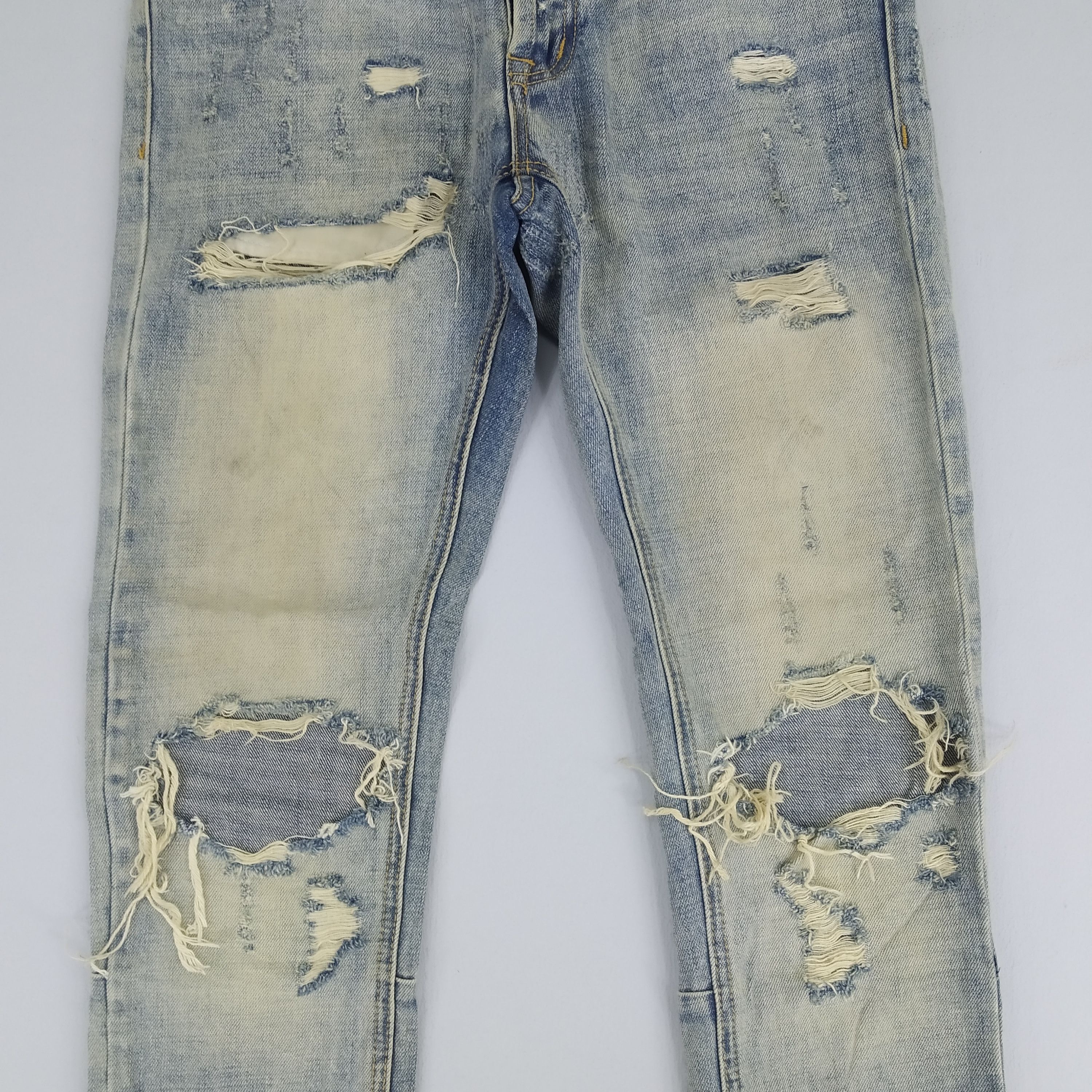 Japanese Brand Size 32 MNML Ripped Stone Wash Denim Zipper Leg Jeans Size US 32 / EU 48 - 3 Thumbnail