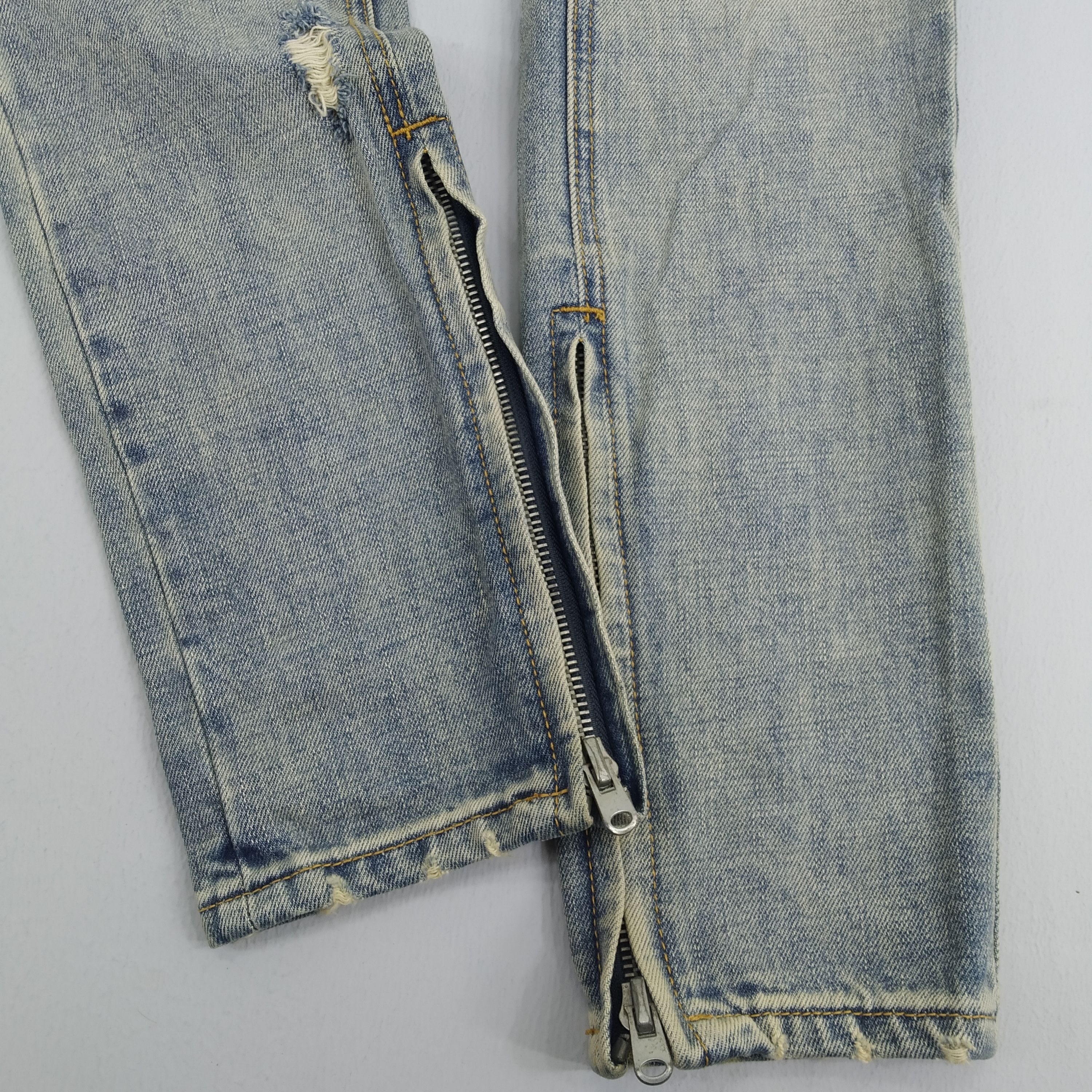 Japanese Brand Size 32 MNML Ripped Stone Wash Denim Zipper Leg Jeans Size US 32 / EU 48 - 5 Thumbnail
