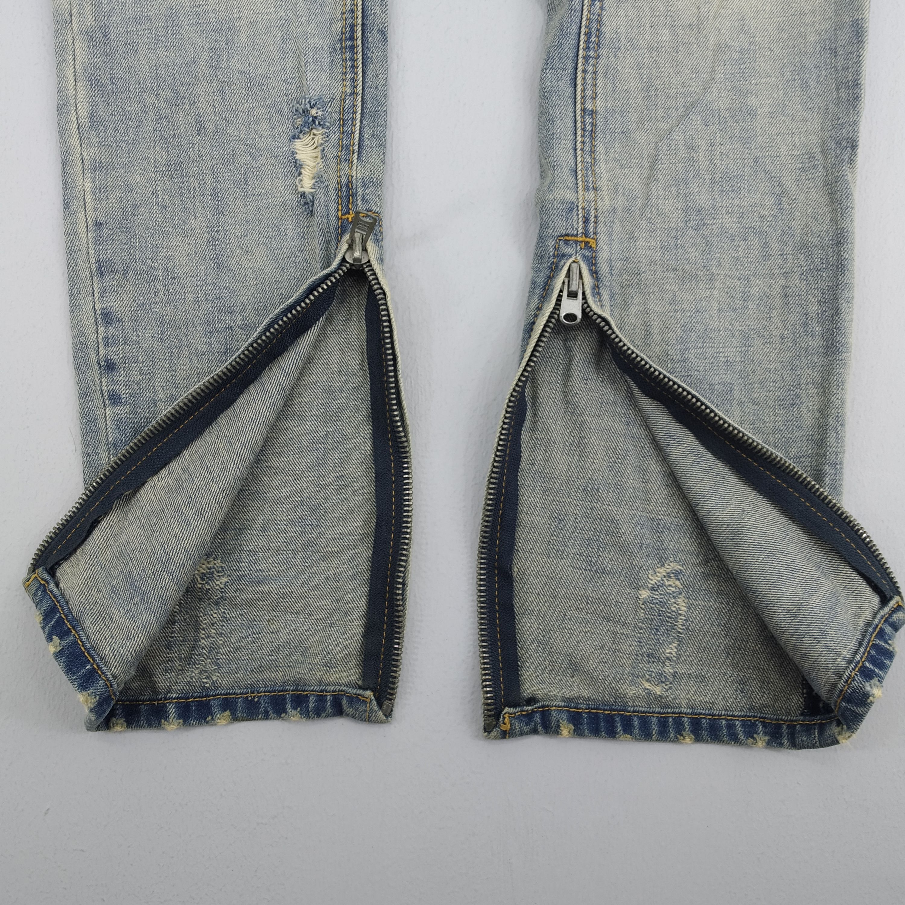 Japanese Brand Size 32 MNML Ripped Stone Wash Denim Zipper Leg Jeans Size US 32 / EU 48 - 6 Thumbnail