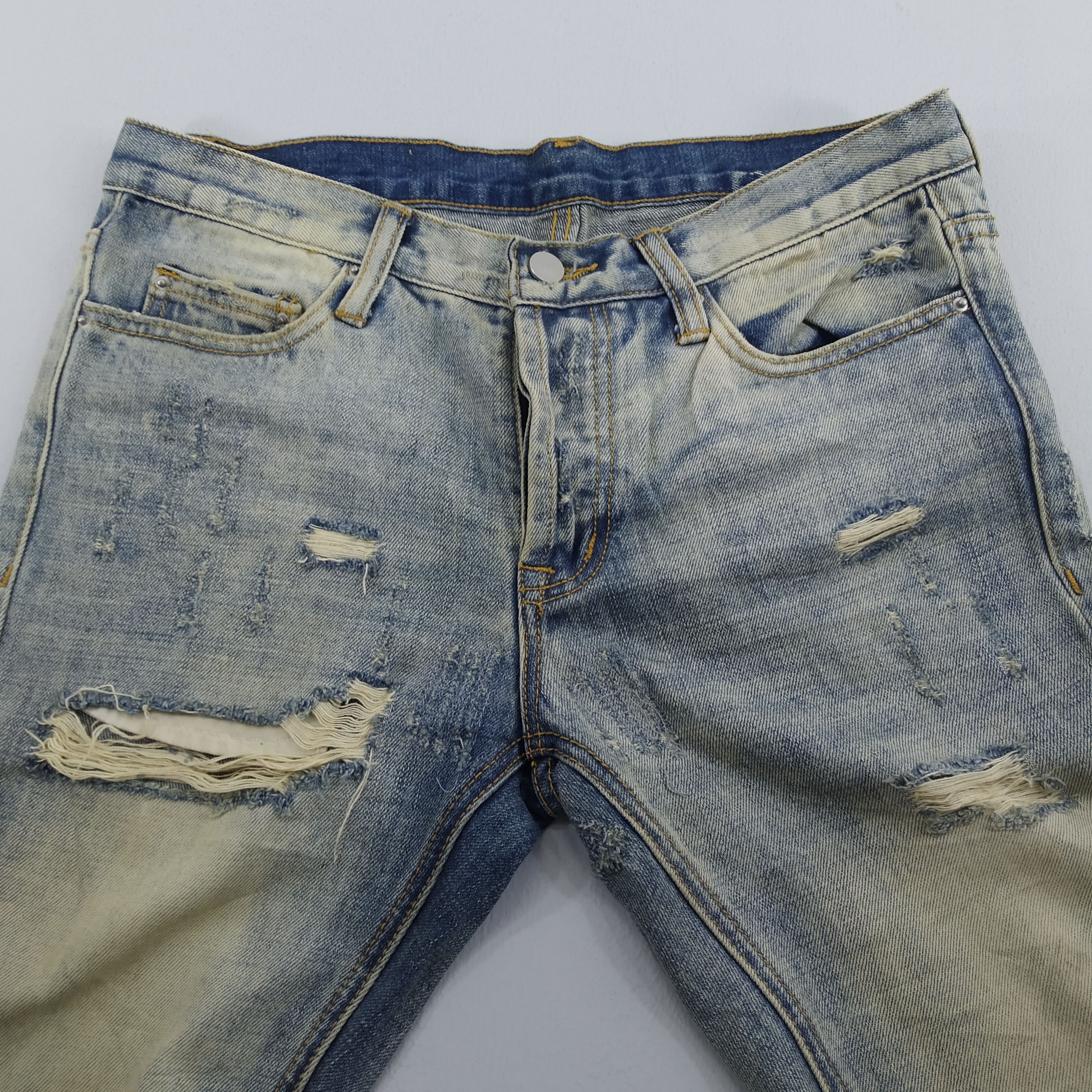 Japanese Brand Size 32 MNML Ripped Stone Wash Denim Zipper Leg Jeans Size US 32 / EU 48 - 10 Thumbnail