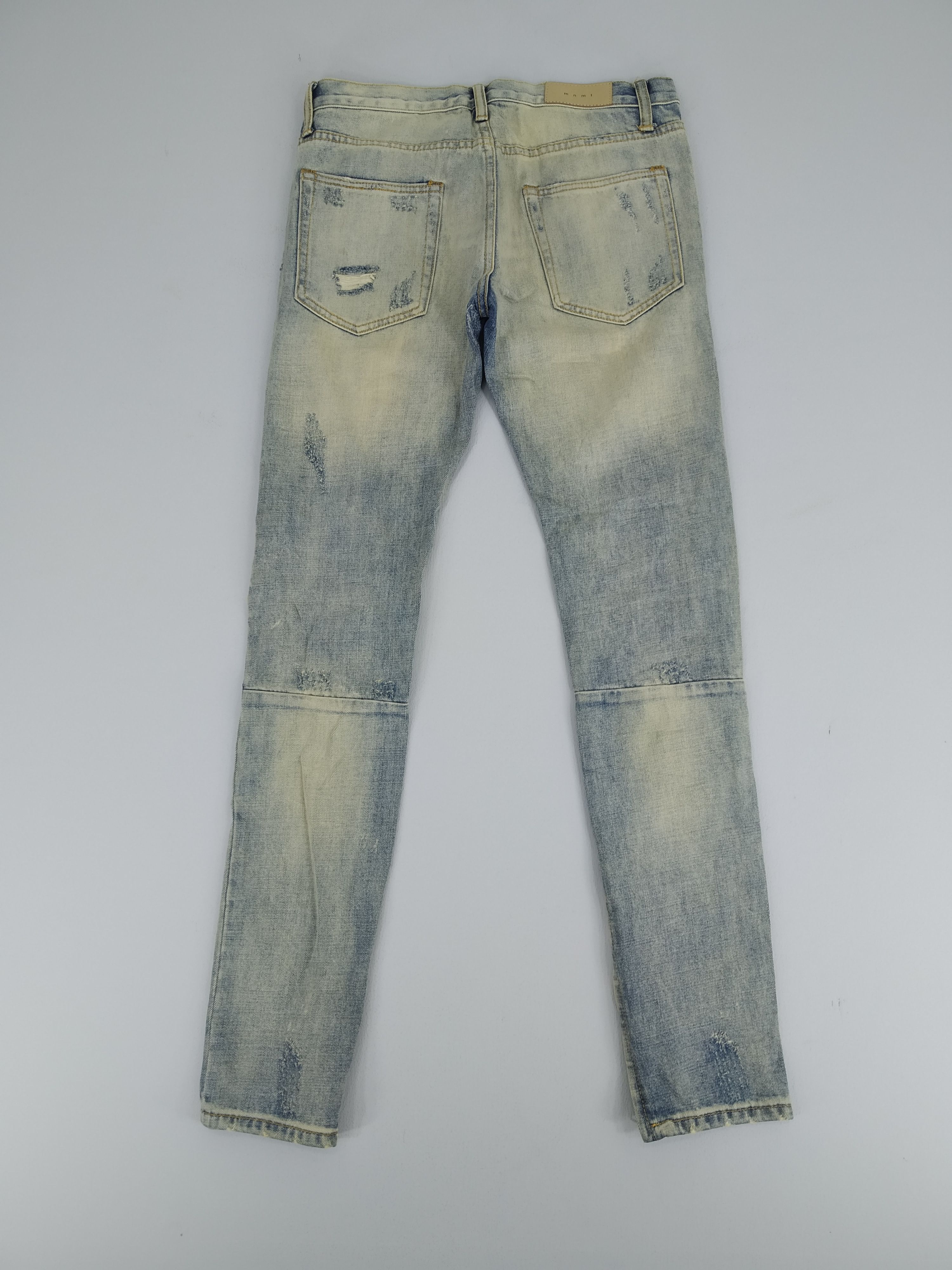 Japanese Brand Size 32 MNML Ripped Stone Wash Denim Zipper Leg Jeans Size US 32 / EU 48 - 2 Thumbnail