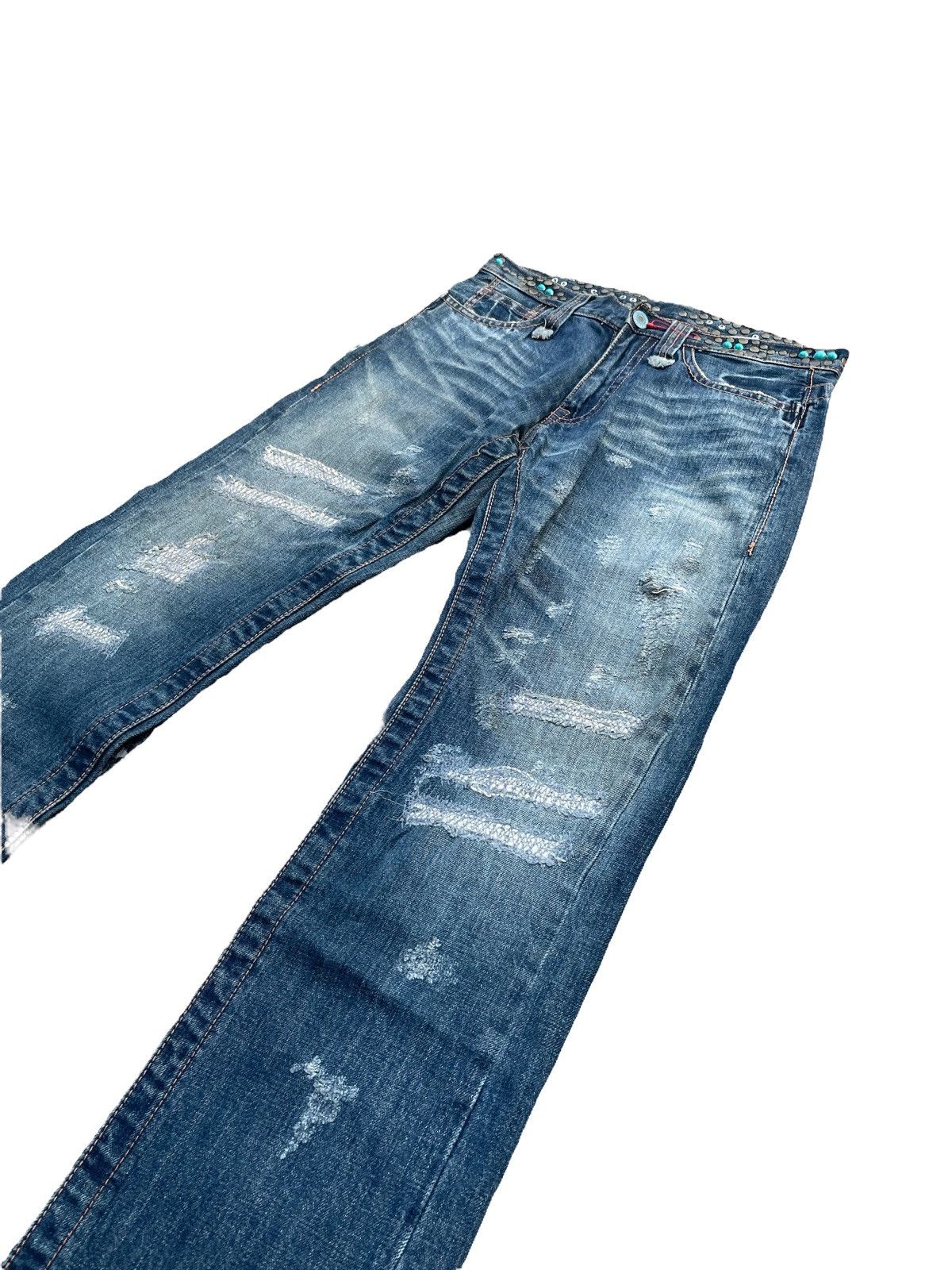 Japanese Brand Trim Distresed Rework Denim Size US 32 / EU 48 - 3 Thumbnail