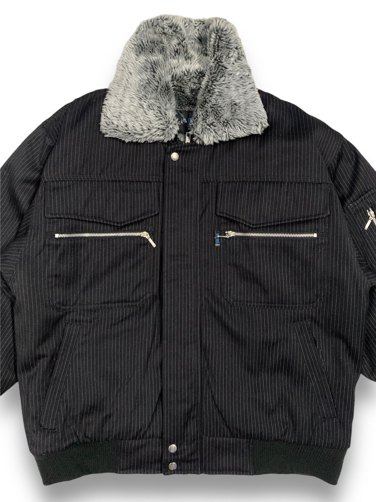 Japanese Brand Japanese BlackWolf Hickory Style FauxFur Lined Bomber Jacket Size US M / EU 48-50 / 2 - 3 Thumbnail