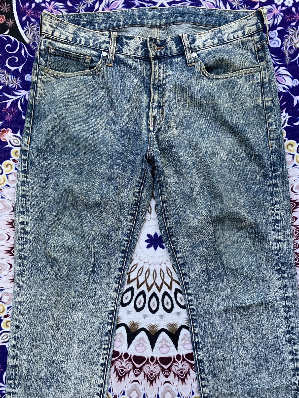 GU Gu Acid Wash Jeans Size US 35 - 2 Thumbnail