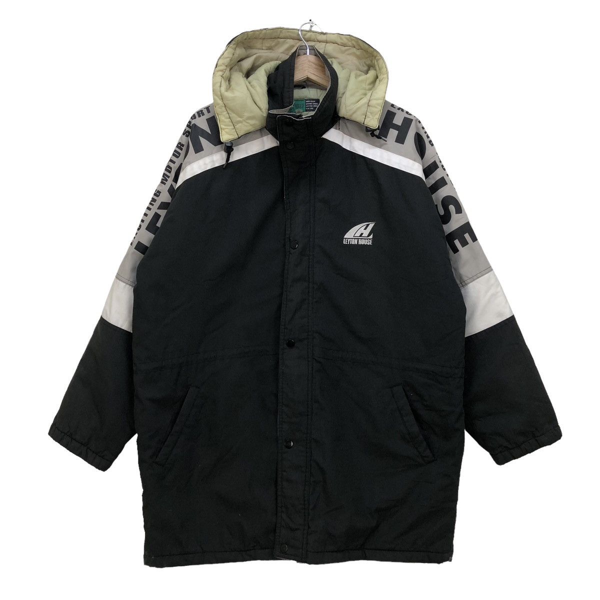 Formula 1 Vtg Leyton House Spellout Side Tape Removable Hooded Jacket Size US M / EU 48-50 / 2 - 1 Thumbnail