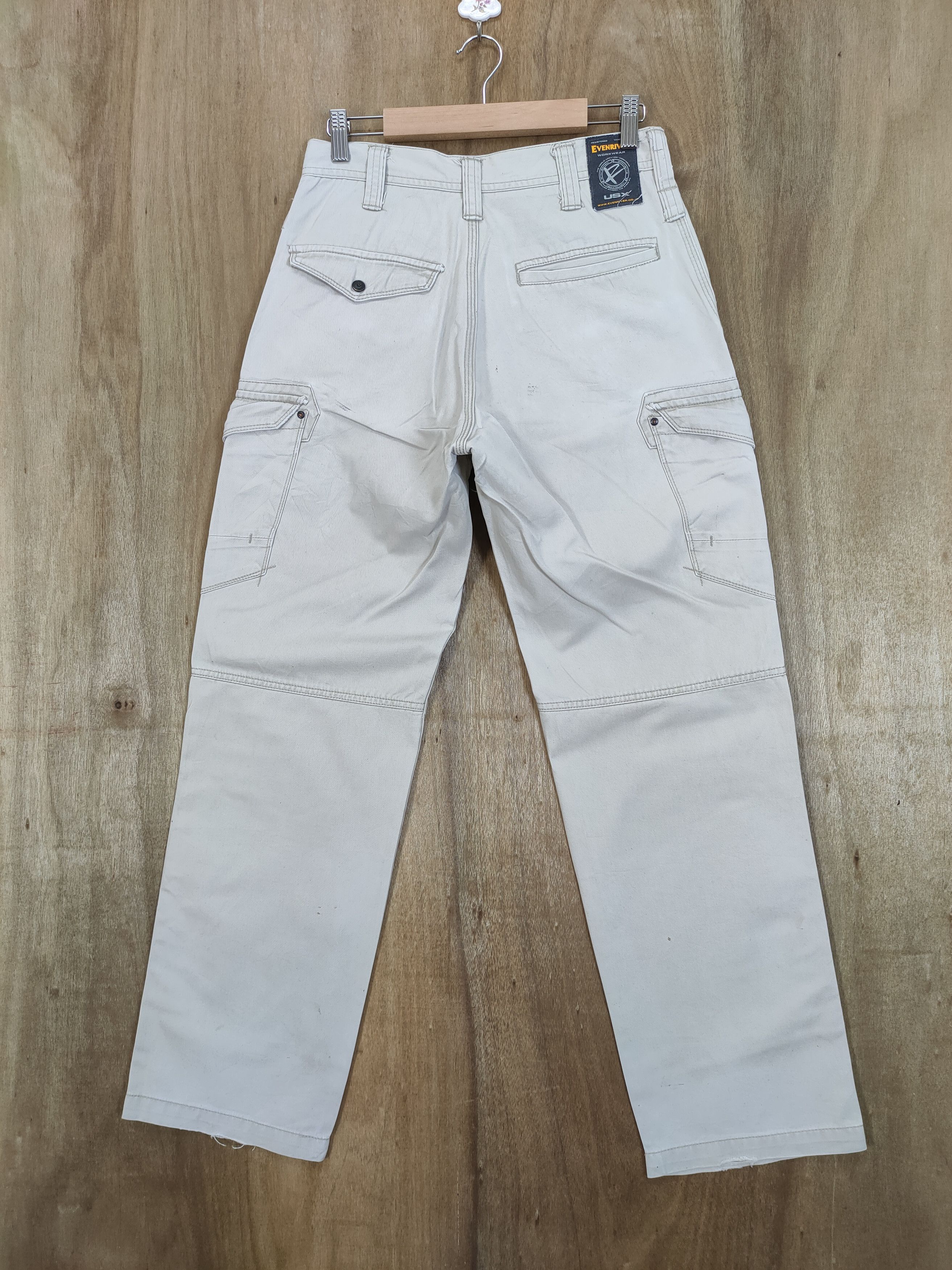 Japanese Brand VINTAGE EVENRIVER FADED WHITE YELLOW CARGO PANTS Size US 29 - 2 Thumbnail