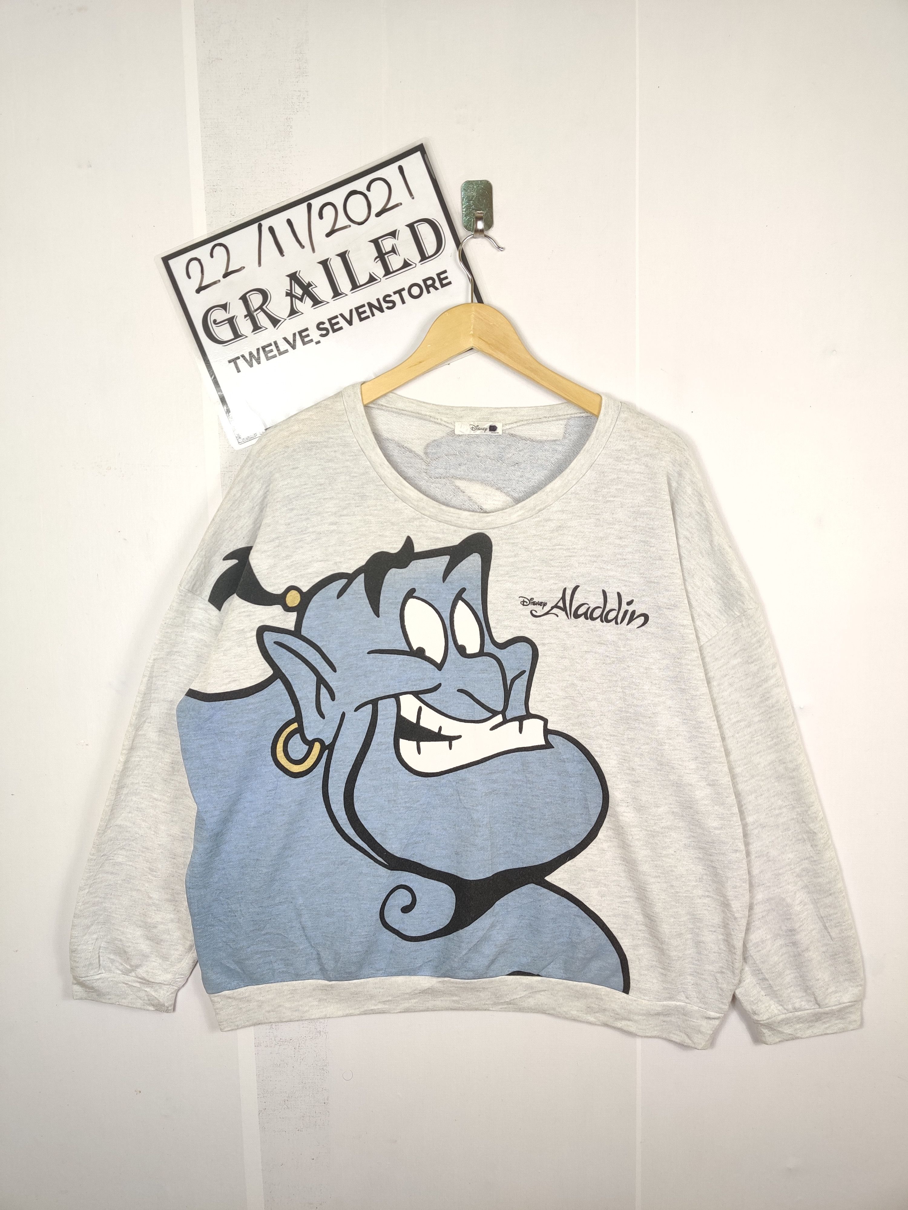 Pre-owned Cartoon Network X Disney Vintage Disney Aladdin Overprint Sweatshirt