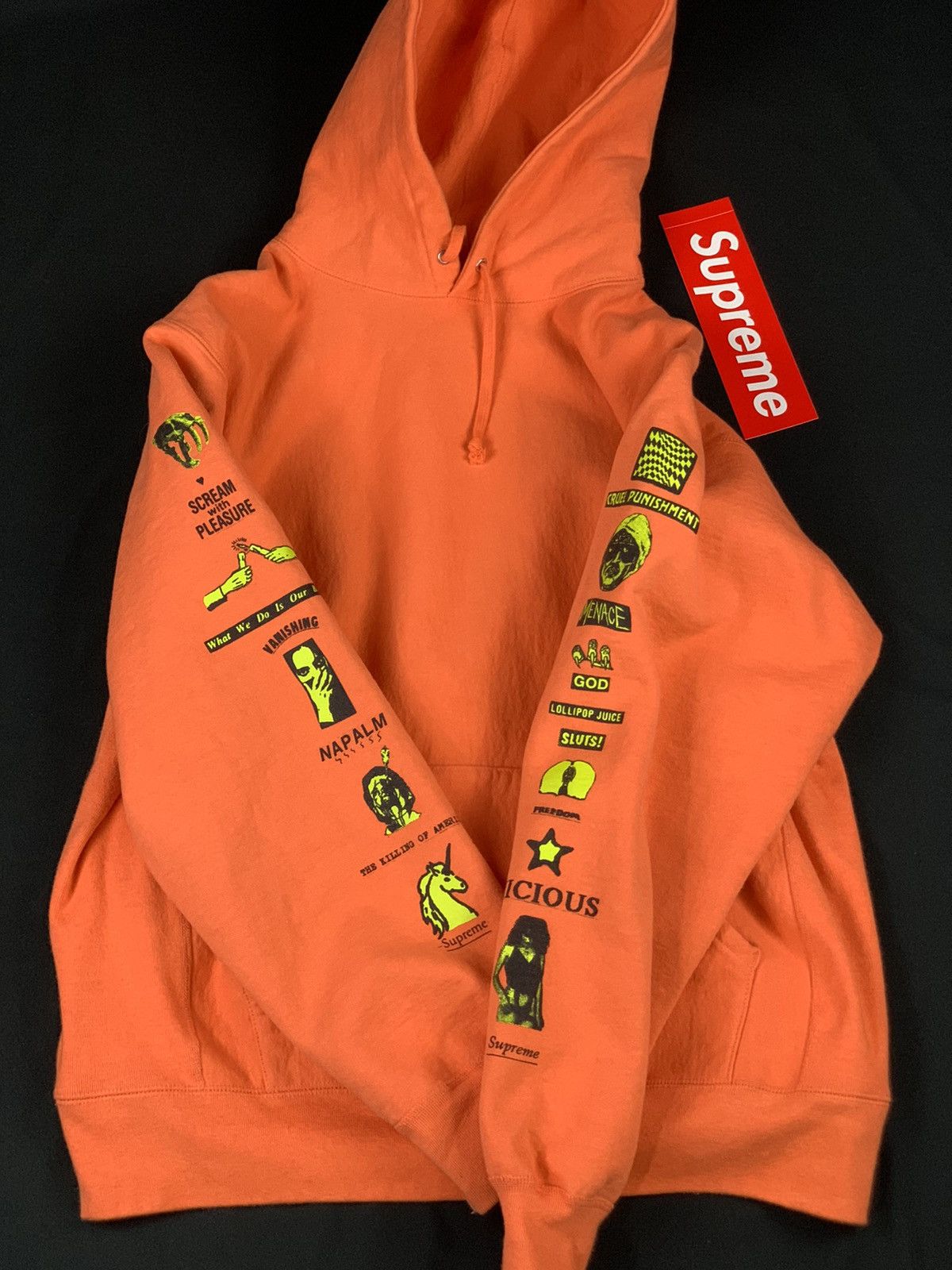 image of Supreme Menace Hoodie Sweatshirt XL in Orange, Men's