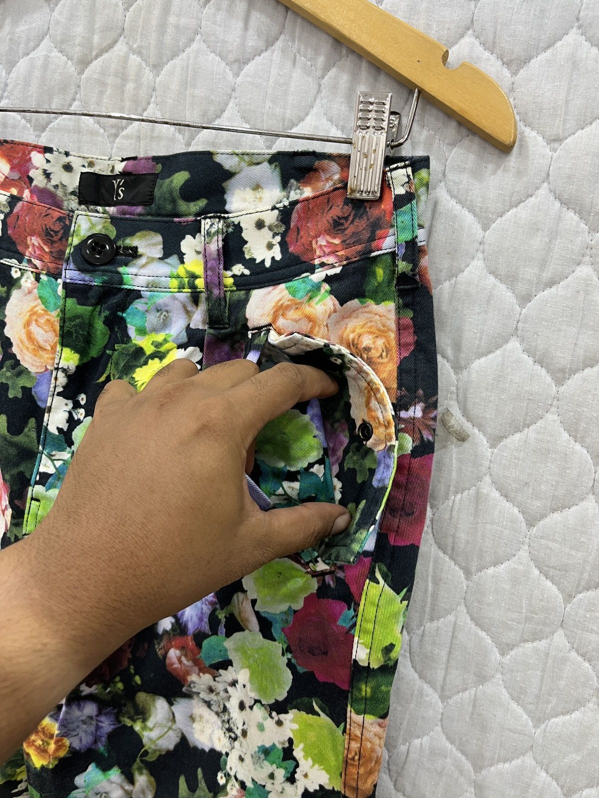 Yohji Yamamoto (Fff). YOHJI YAMAMOTO YS HYPEBEAST DOUBLE KNEE FLORAL PANTS Size 29" - 8 Thumbnail