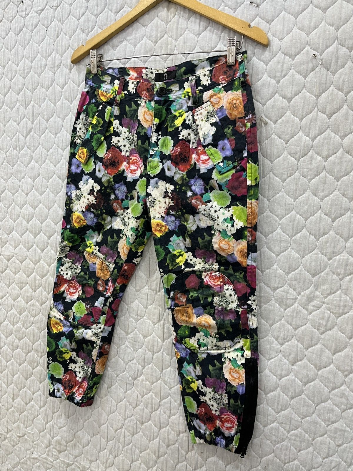 Yohji Yamamoto (Fff). YOHJI YAMAMOTO YS HYPEBEAST DOUBLE KNEE FLORAL PANTS Size 29" - 3 Thumbnail
