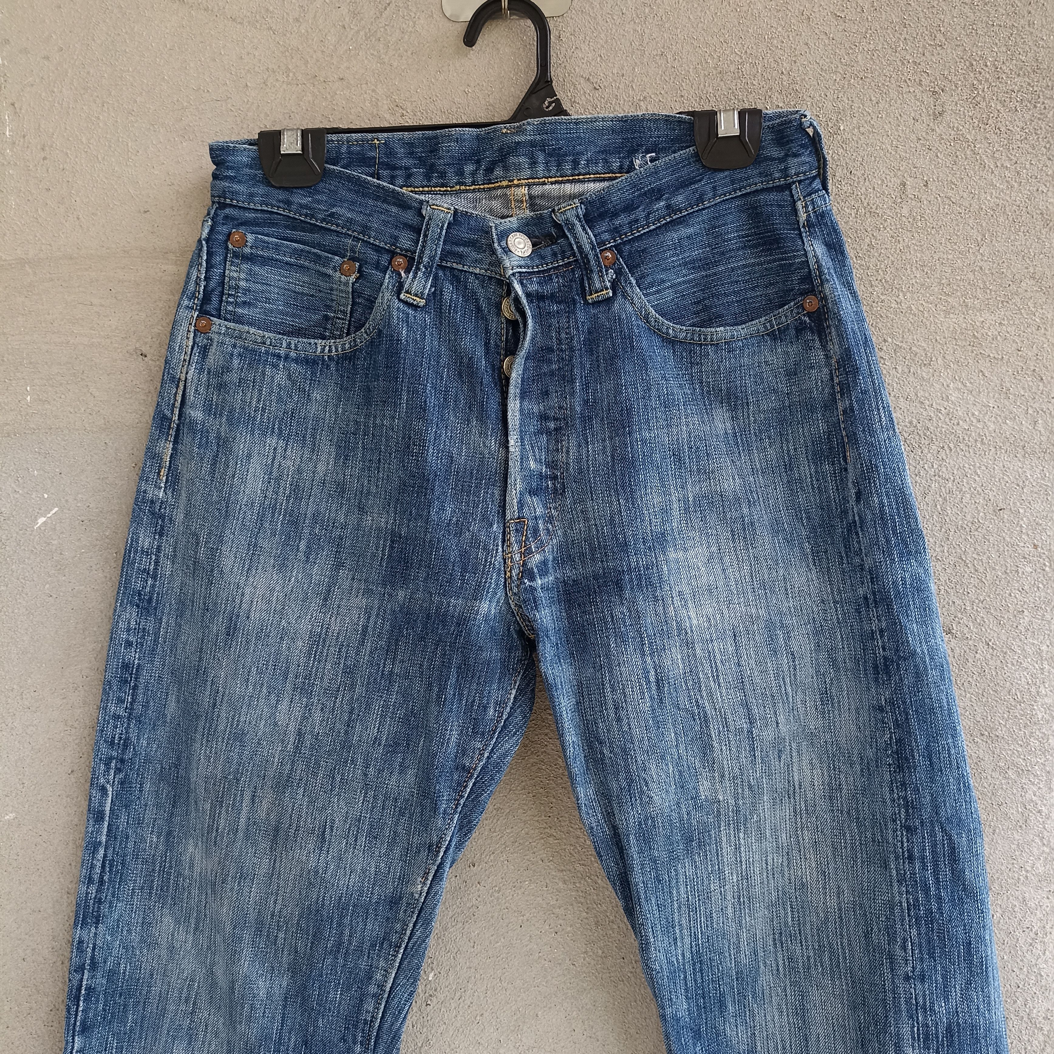 Japanese Brand Faded Selvedge Sugar Cane Button Distressed Jeans Size US 29 - 2 Thumbnail