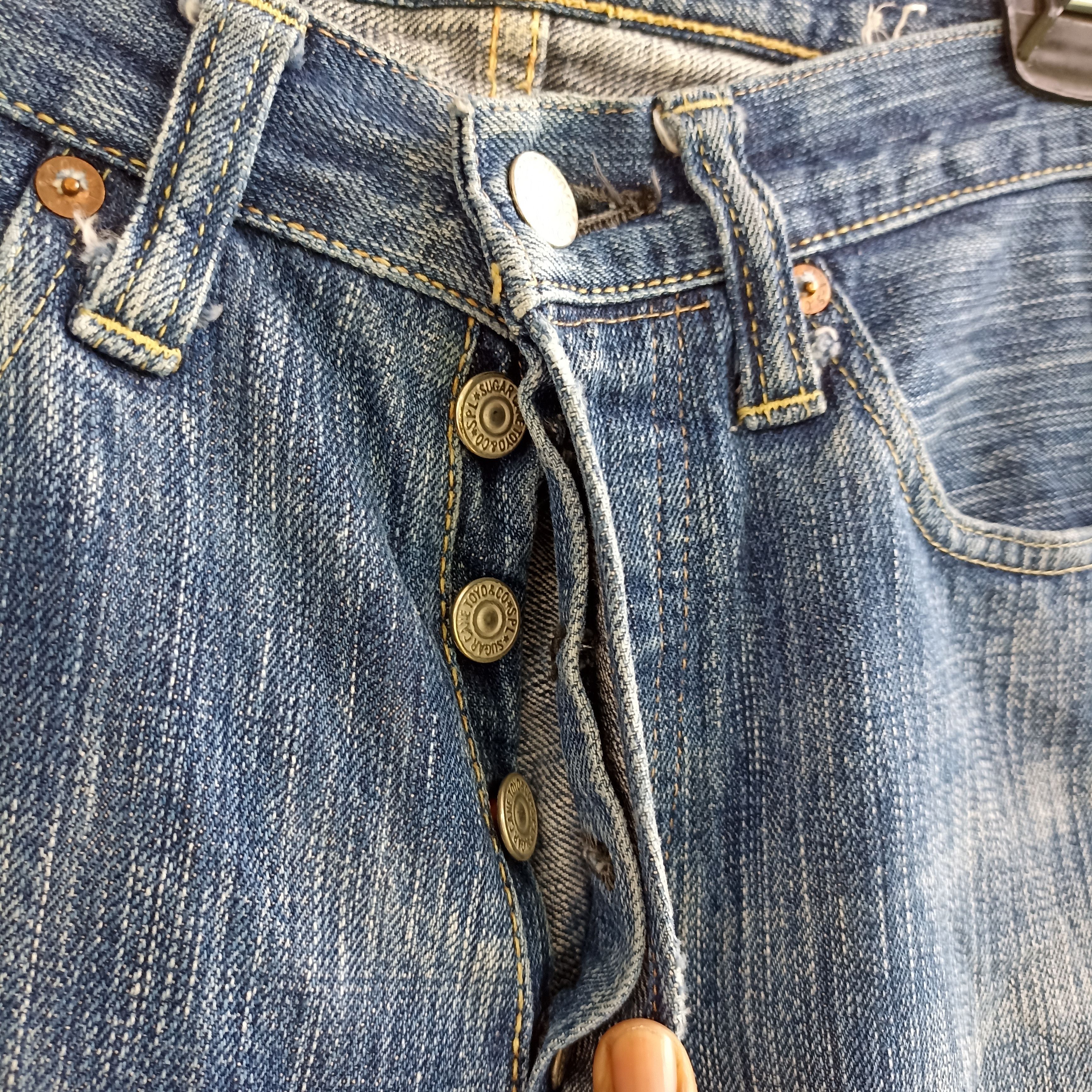 Japanese Brand Faded Selvedge Sugar Cane Button Distressed Jeans Size US 29 - 5 Thumbnail