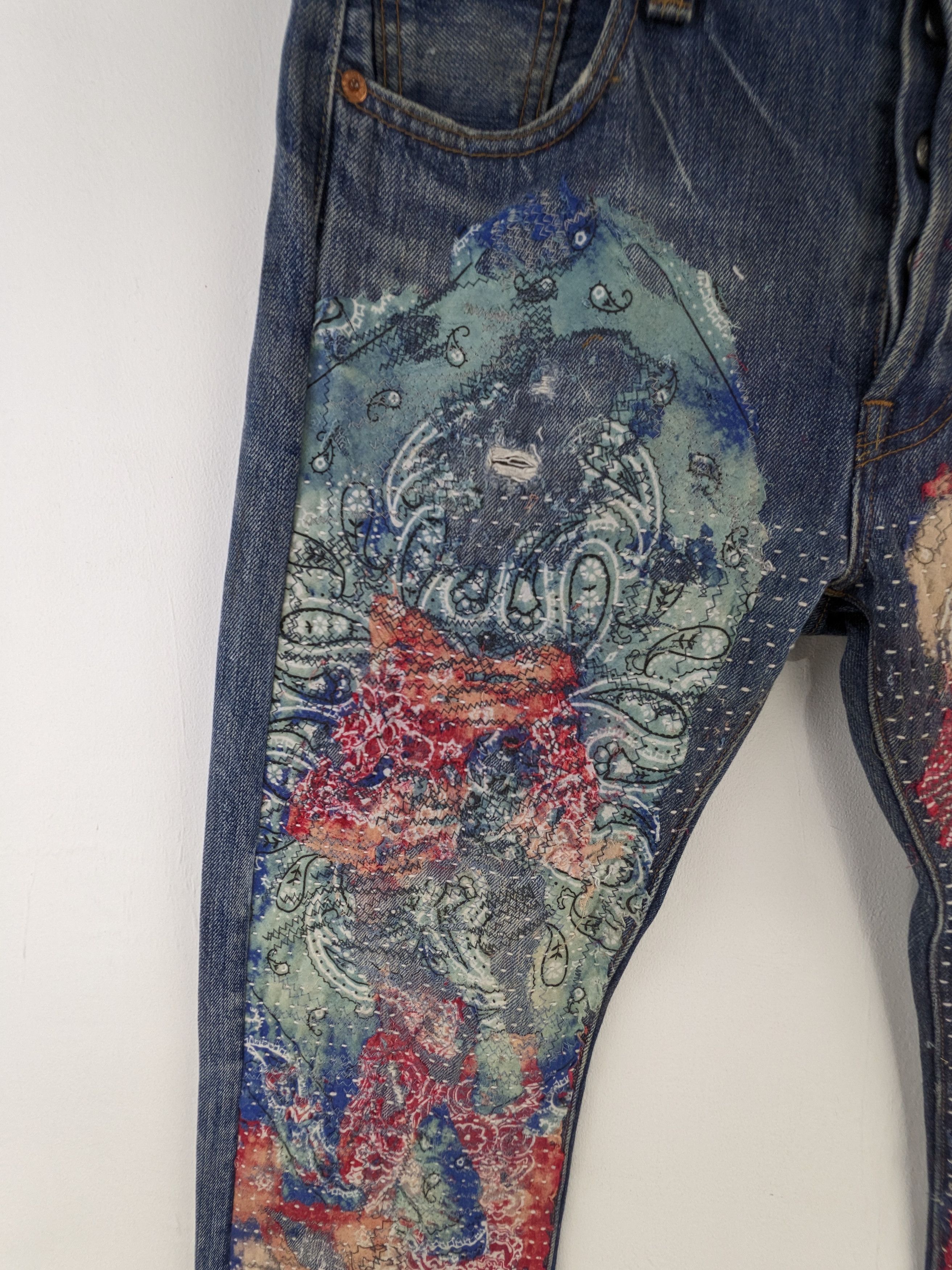 Levi's Vintage Levis 501 Jeans Custom Made Paisley Sashiko Boro Size US 30 / EU 46 - 4 Thumbnail