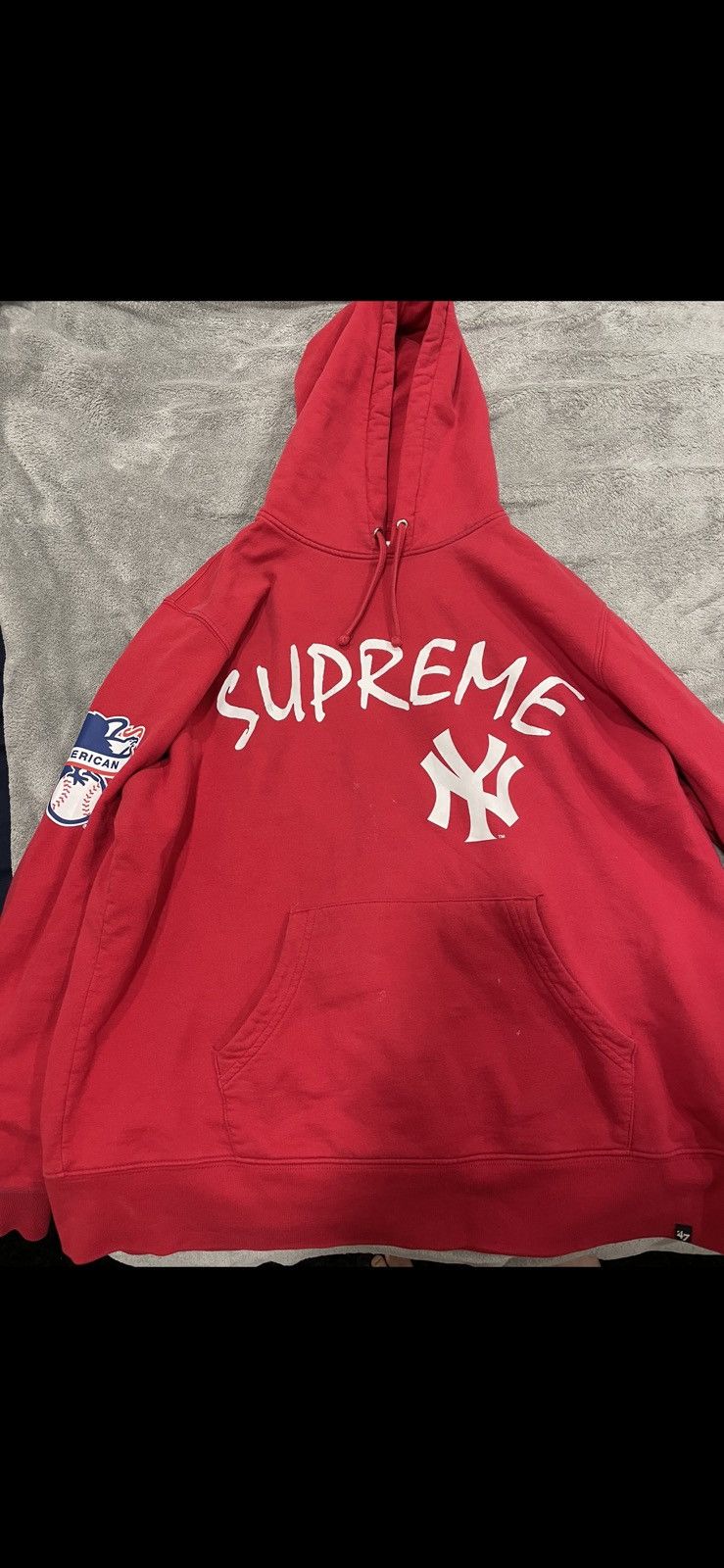 Supreme Supreme Red New York Yankees Hoodie 47 Brand Size L Rare ...