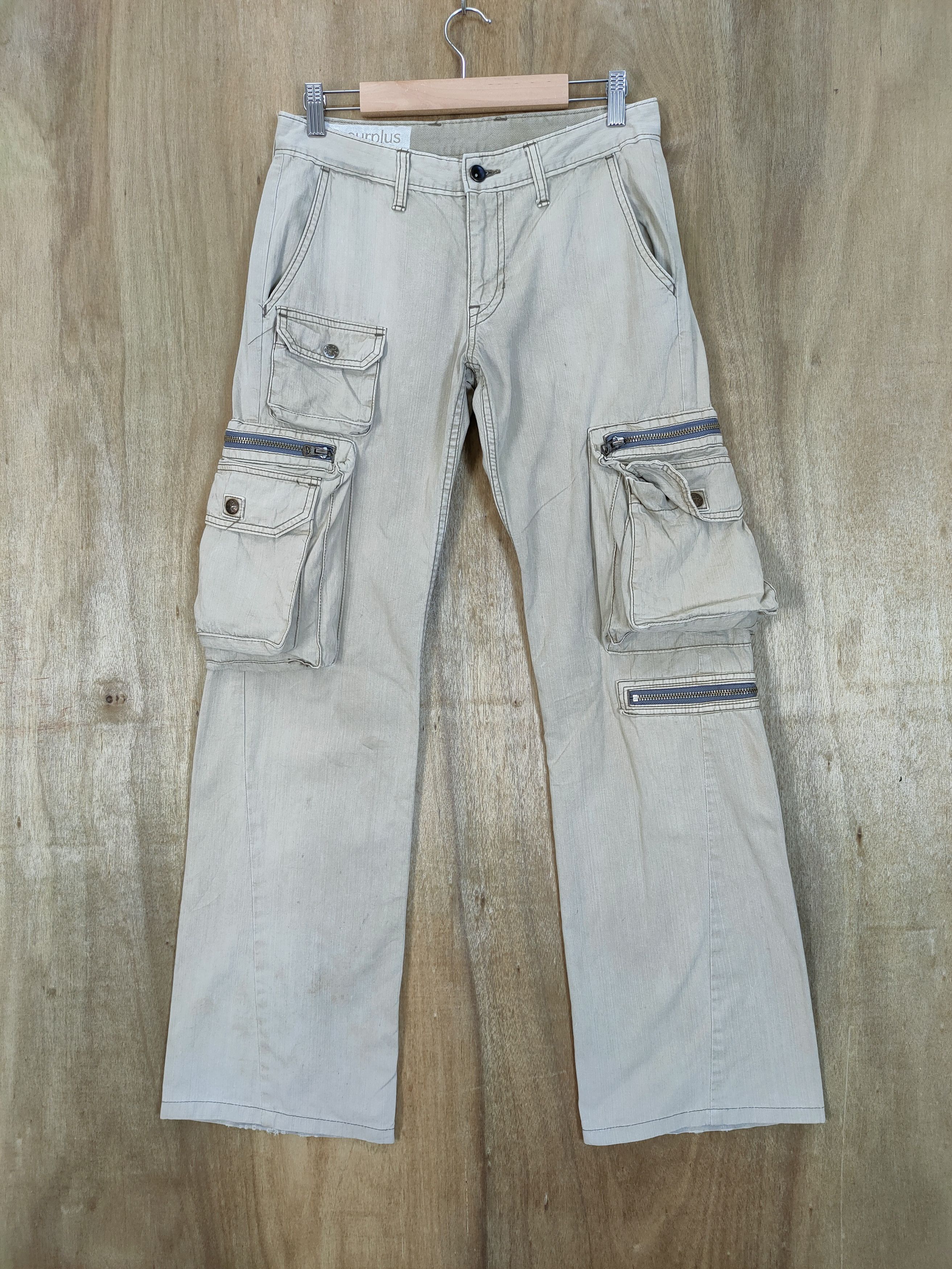 image of Vintage Surplus 3D Pocket Flare Cargo Pants111 in Cream, Men's (Size 29)