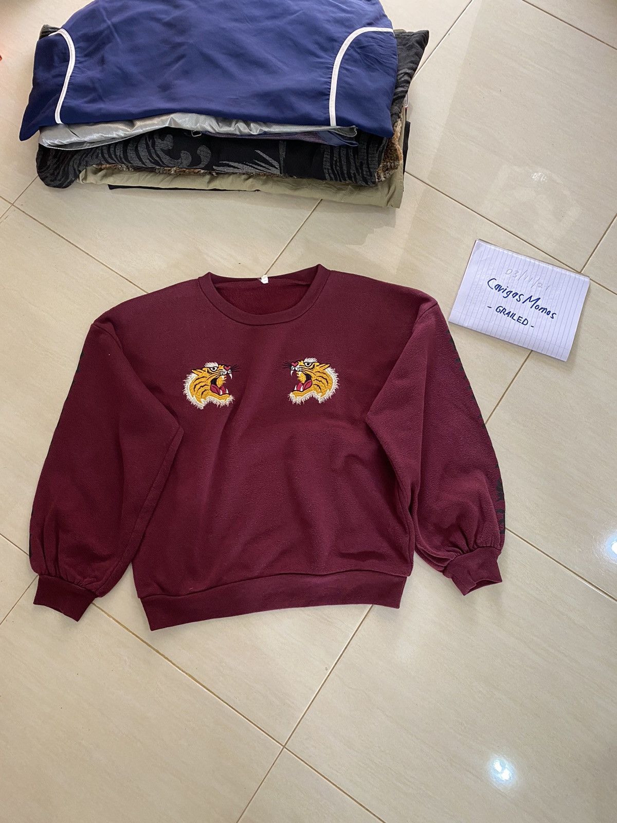 Vintage Vintage RUBBISH Tiger Inspired Karakuri Logo Crop Sweatshirt Size US M / EU 48-50 / 2 - 7 Thumbnail