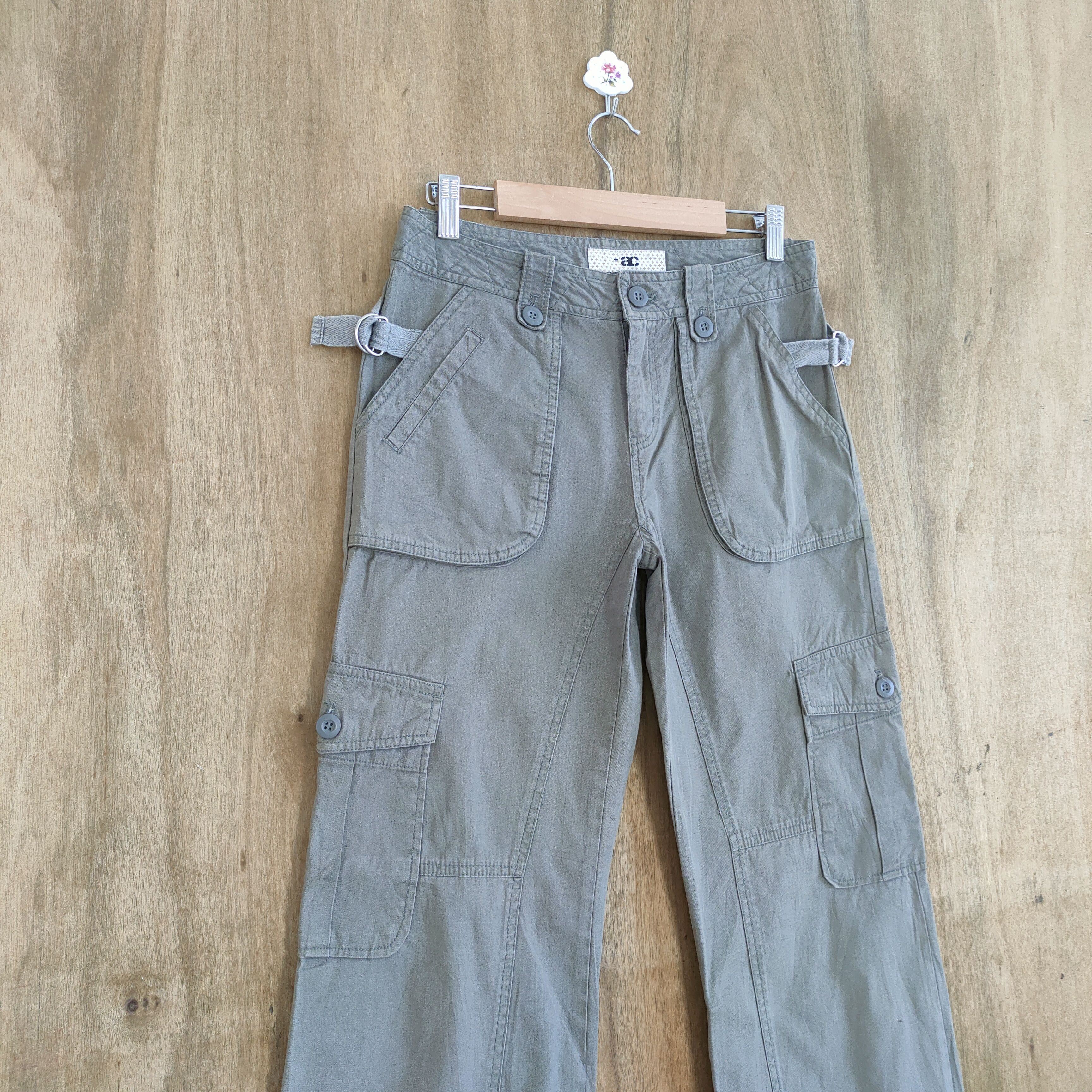 Japanese Brand VINTAGE AC FADED FLARE CARGO PANTS Size US 29 - 4 Thumbnail
